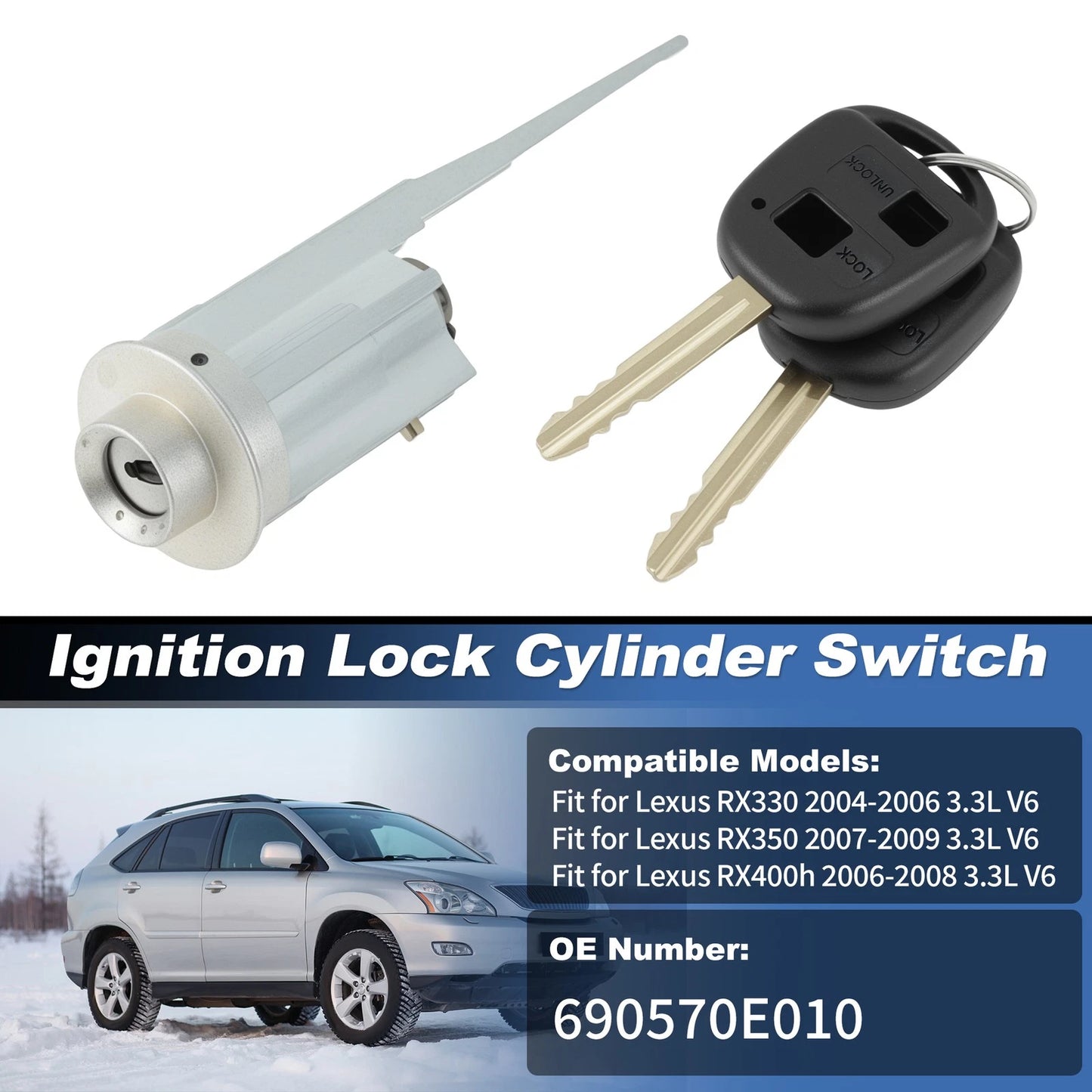 Ignition Lock Cylinder Switch with 2 Keys for Lexus RX330 (2004–2006)