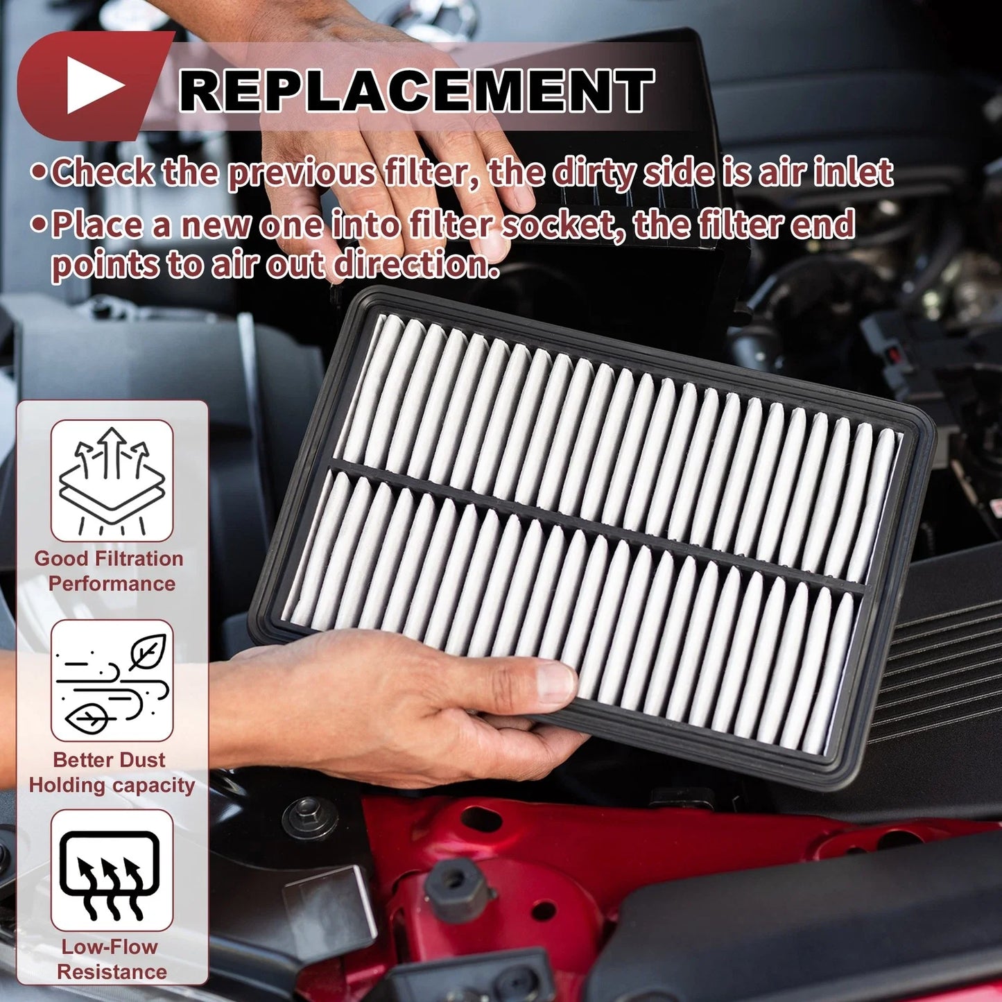 Car Engine Air Filter for Chevrolet Express 1500 4.3L 5.3L (2001-2014) 1 x