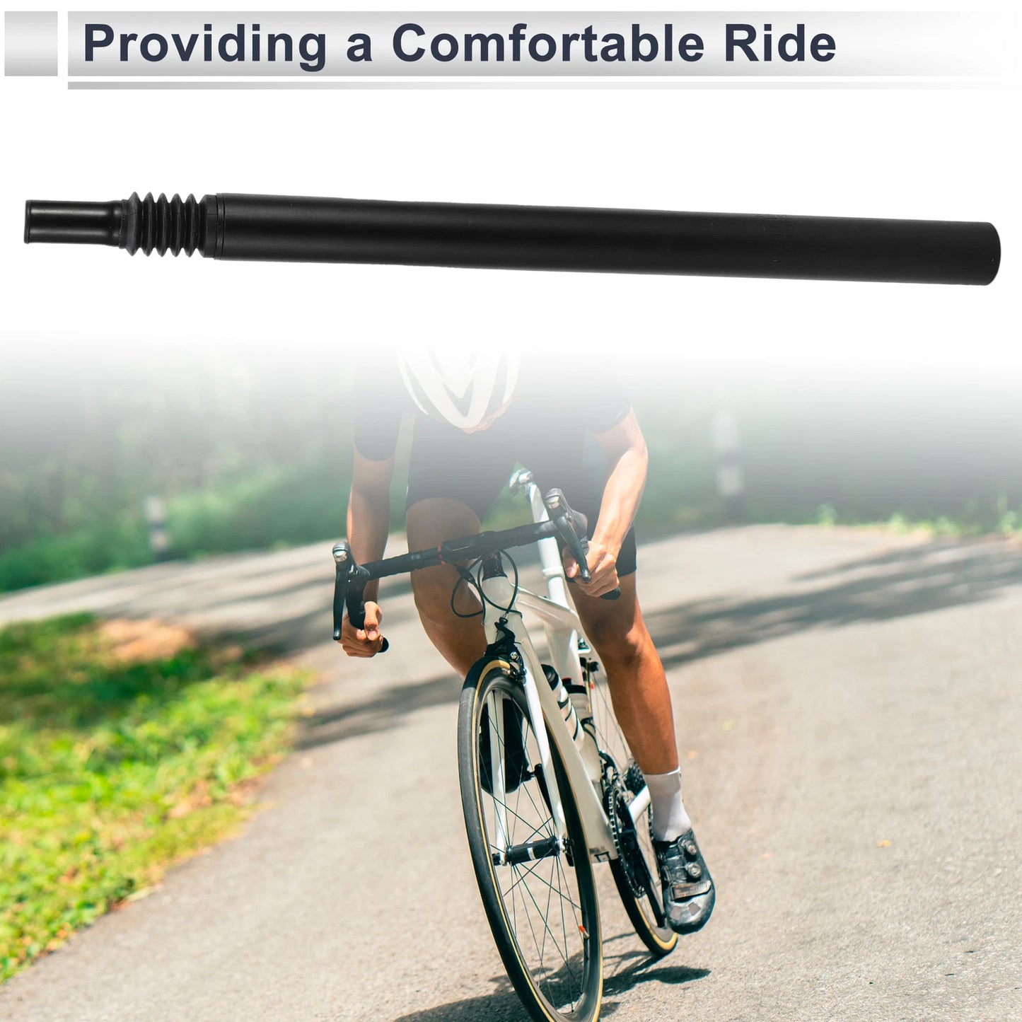 Bike Seat Post for Universal Fit (33.9mm x 500mm) Black Aluminum Alloy