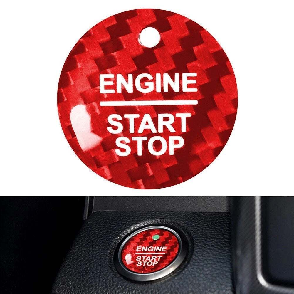 Red Carbon Fiber Engine Start/Stop Ignition Switch Cover for Ford F-150 (2017–2020)