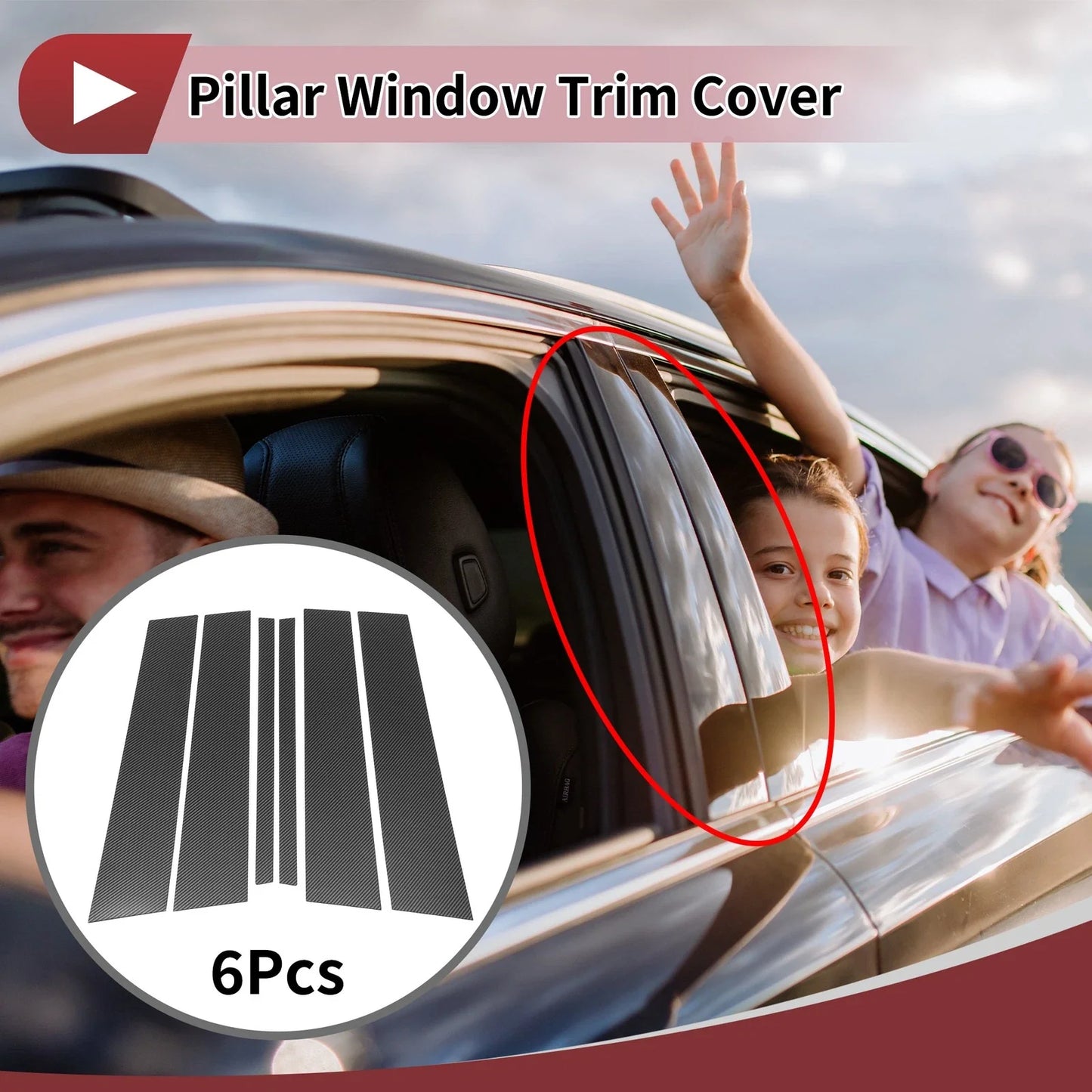 6 Pcs Door Pillar Window Trim for Mercedes-Benz M-Class (2012-2015)