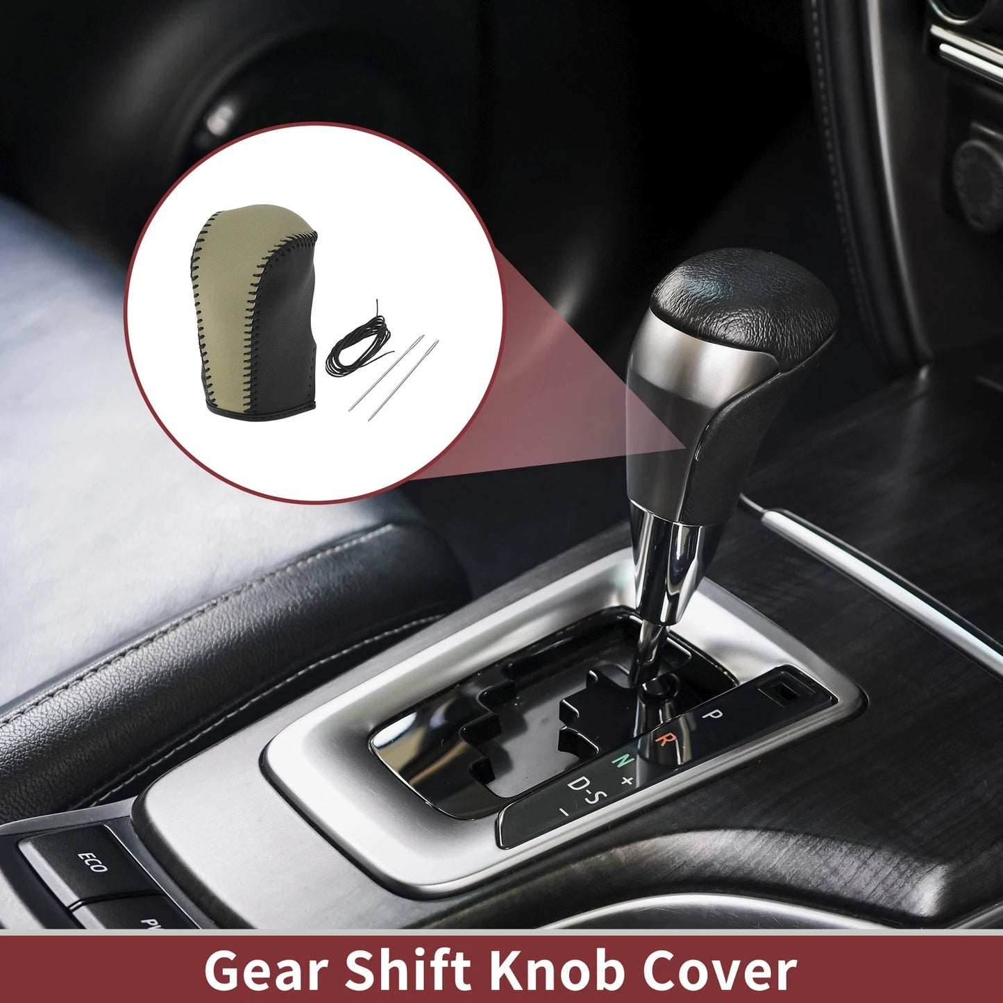 1 Pc Gear Shift Knob Cover for Nissan Murano (2009–2013) Black Beige Faux Leather
