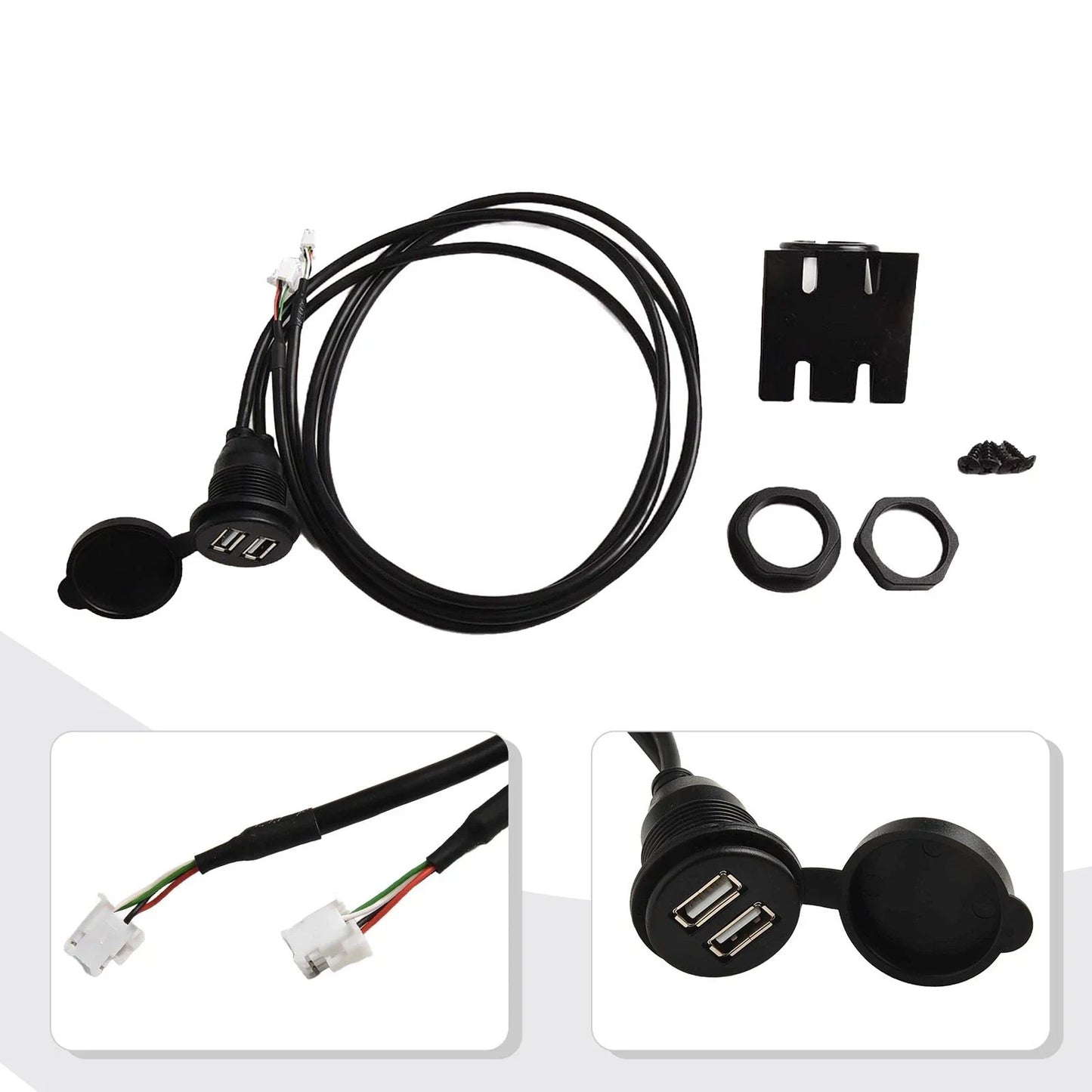 Panel Adapter / 145cm Cable Length / Dual USB Port Flush Mount Car
