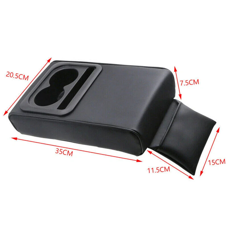 PU Leather Armrest Center Console Box for Car - Black (AU)