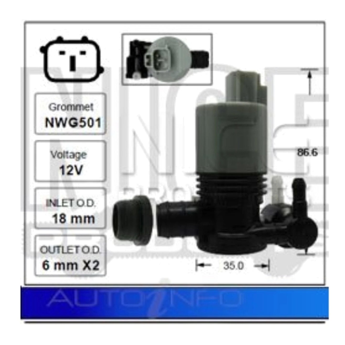 Front and Rear Windscreen Washer Pump for Toyota Corolla (2016–2018)