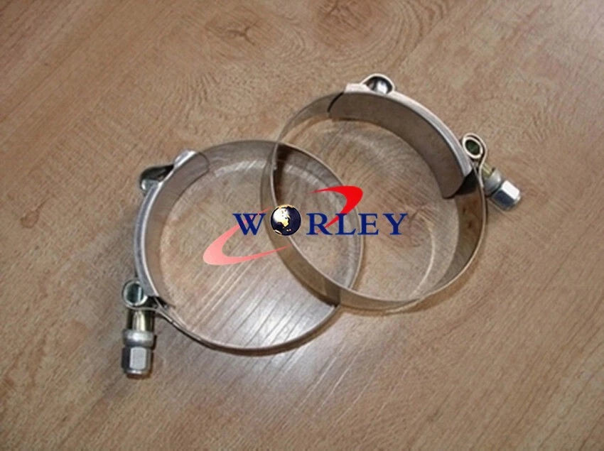 Set of 2 Stainless Steel T-Bolt Hose Clamps for 4 Inch ID
