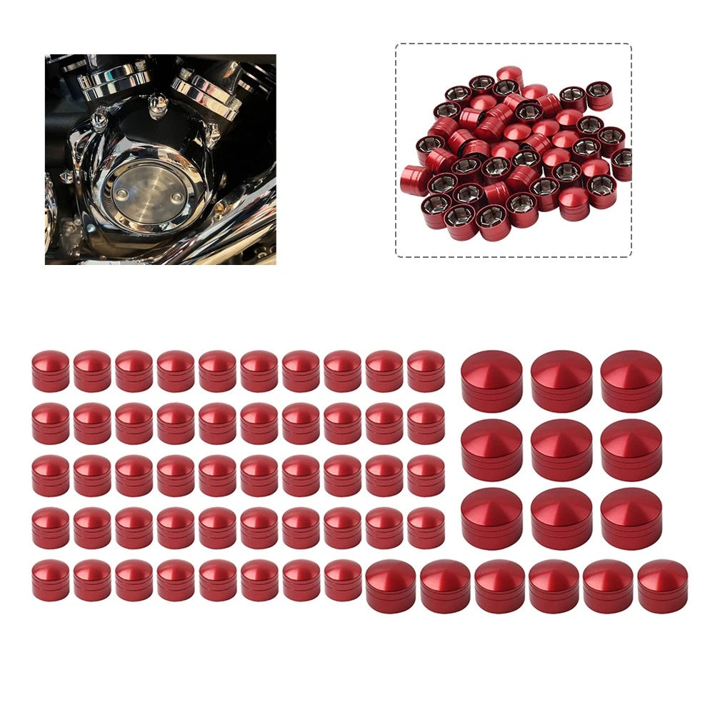 Set of 63X Engine Topper Bolt Caps CNC Red for Harley Heritage Softail FLST (2000–2006)
