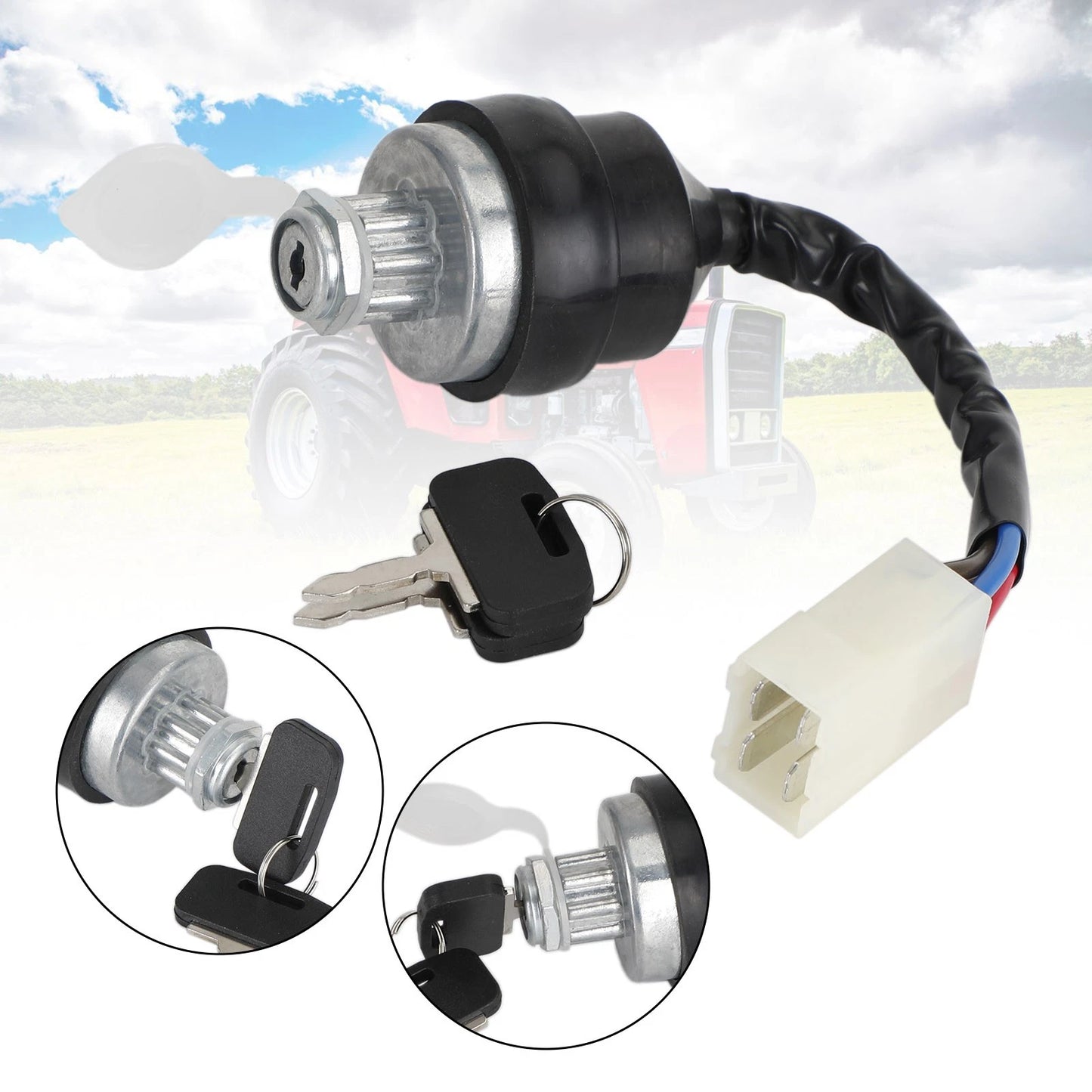 Ignition Switch with Keys 3699692M92 for Massey Ferguson Tractor