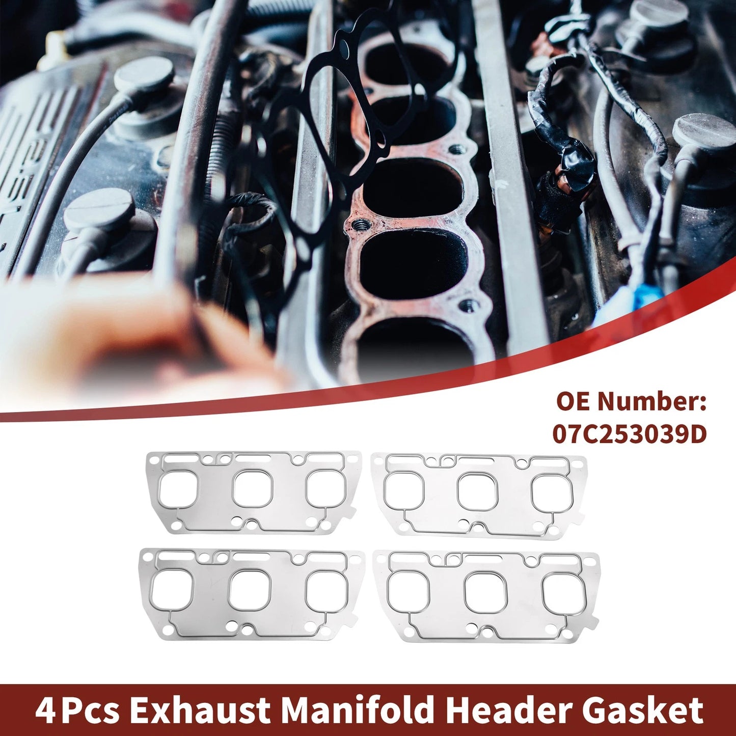 Set of 4 Exhaust Manifold Header Gaskets for Audi A8 D3 (4E2)