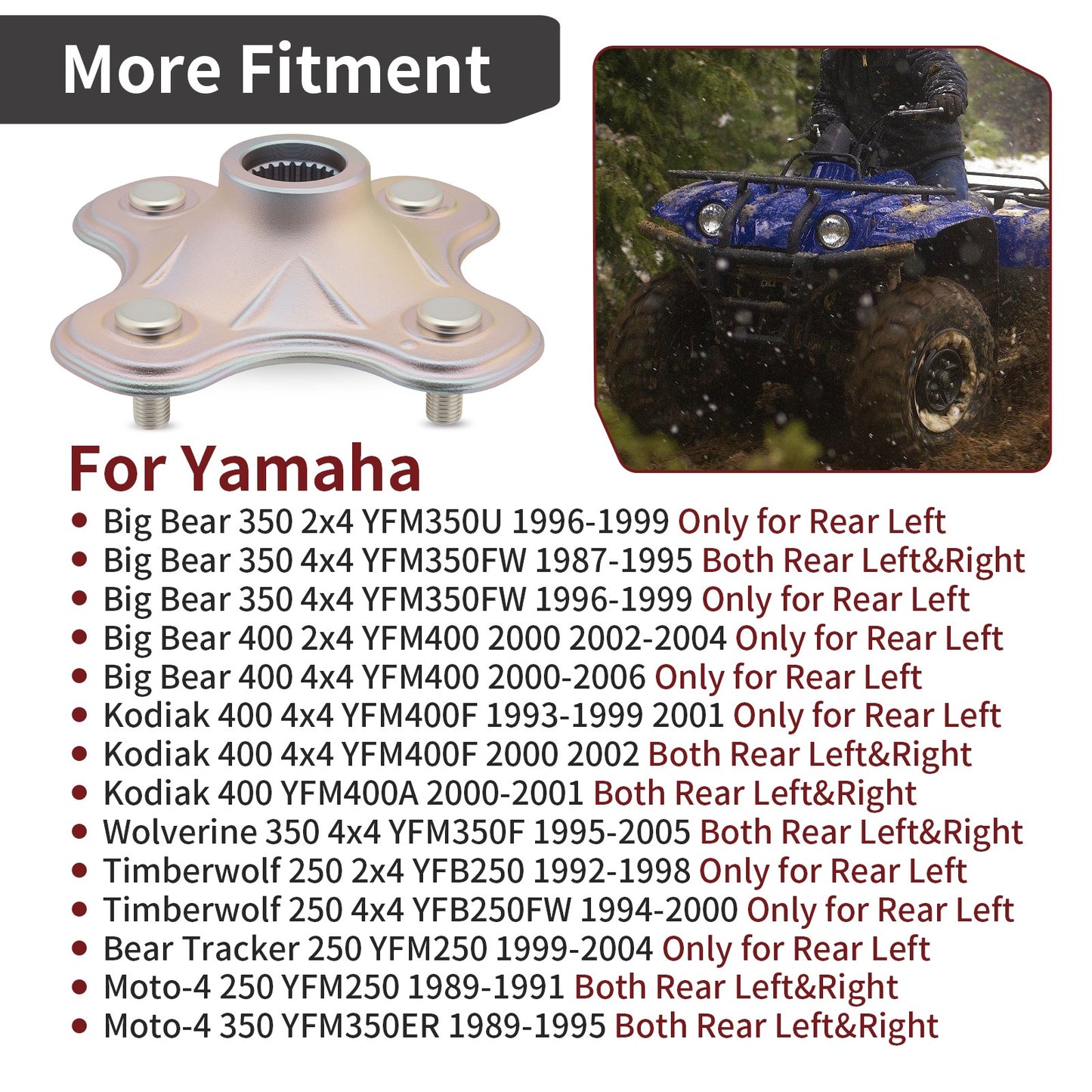 Rear Wheel Hub for Yamaha Wolverine 350 4x4 (1995–2005)