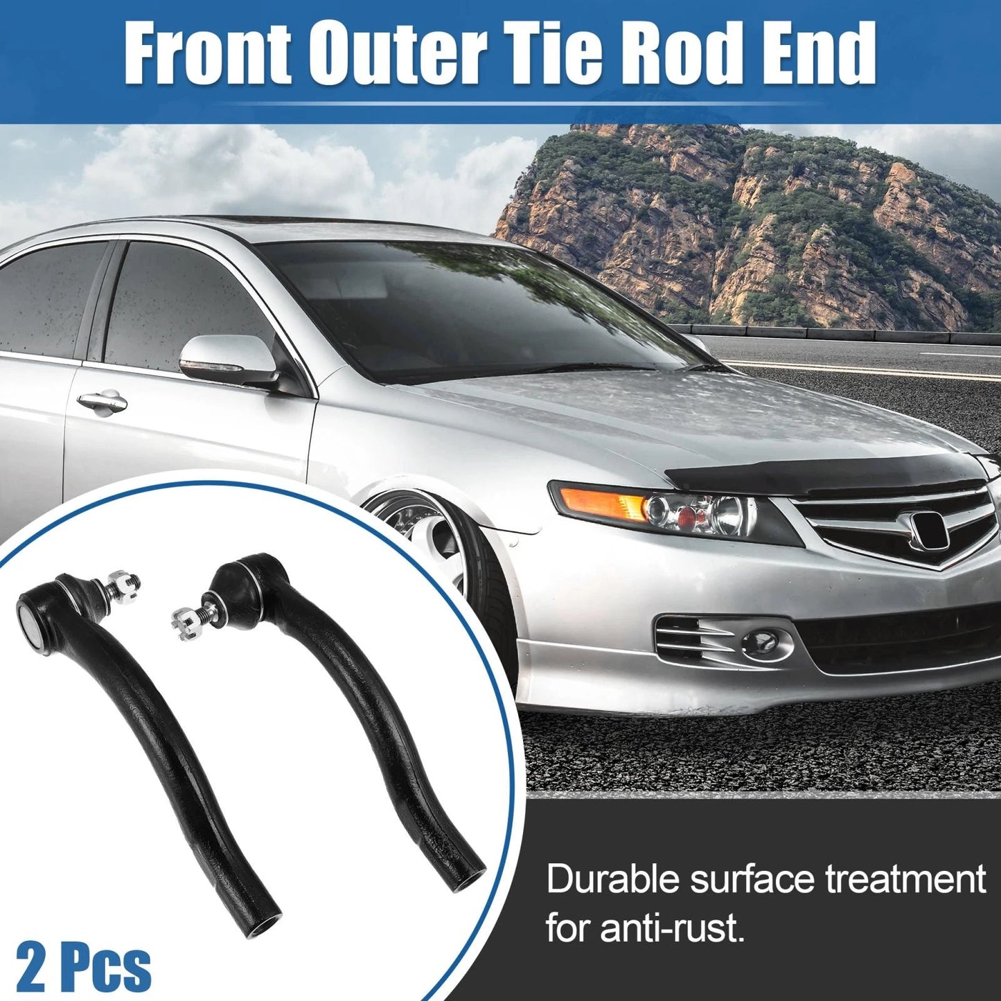 2pcs Front Inner Outer Tie Rod End Links ES80287 ES80288 for Honda Acura TSX (2004–2014)