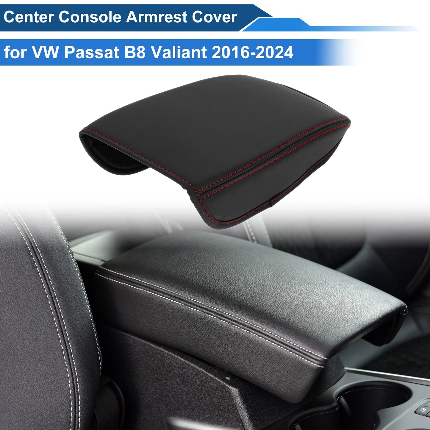 Armrest Cover for VW Passat B8 (2015–2023) Anti-Scratch Black Red