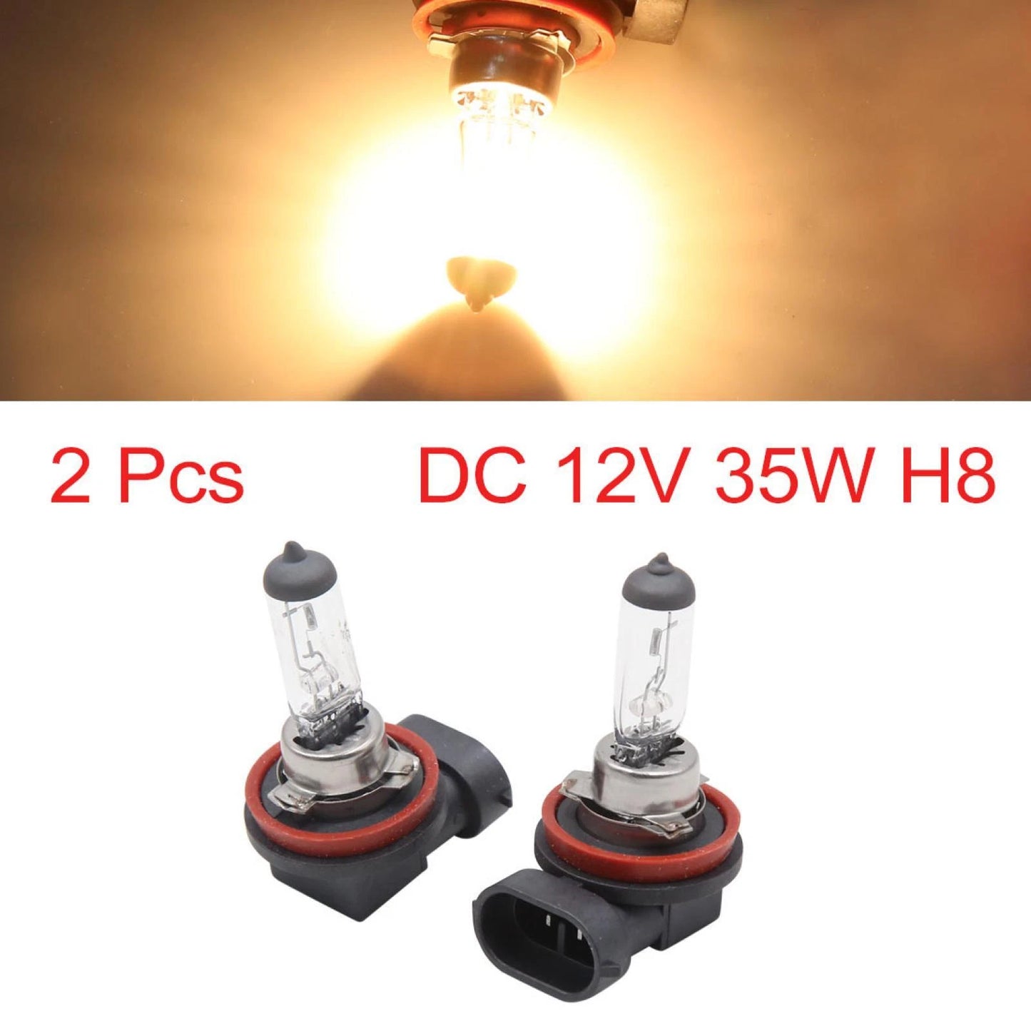 2X H8 35W Yellow Xenon Fog Light Bulbs for Car (DC 12V)
