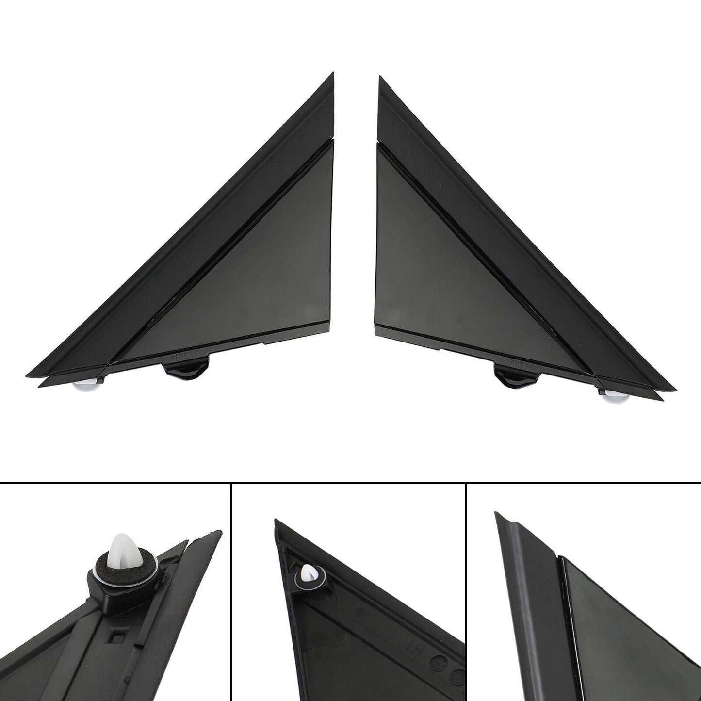 Gloss Black Door Mirror Flag Cover Moldings for Fiat 500 (2012–2017)