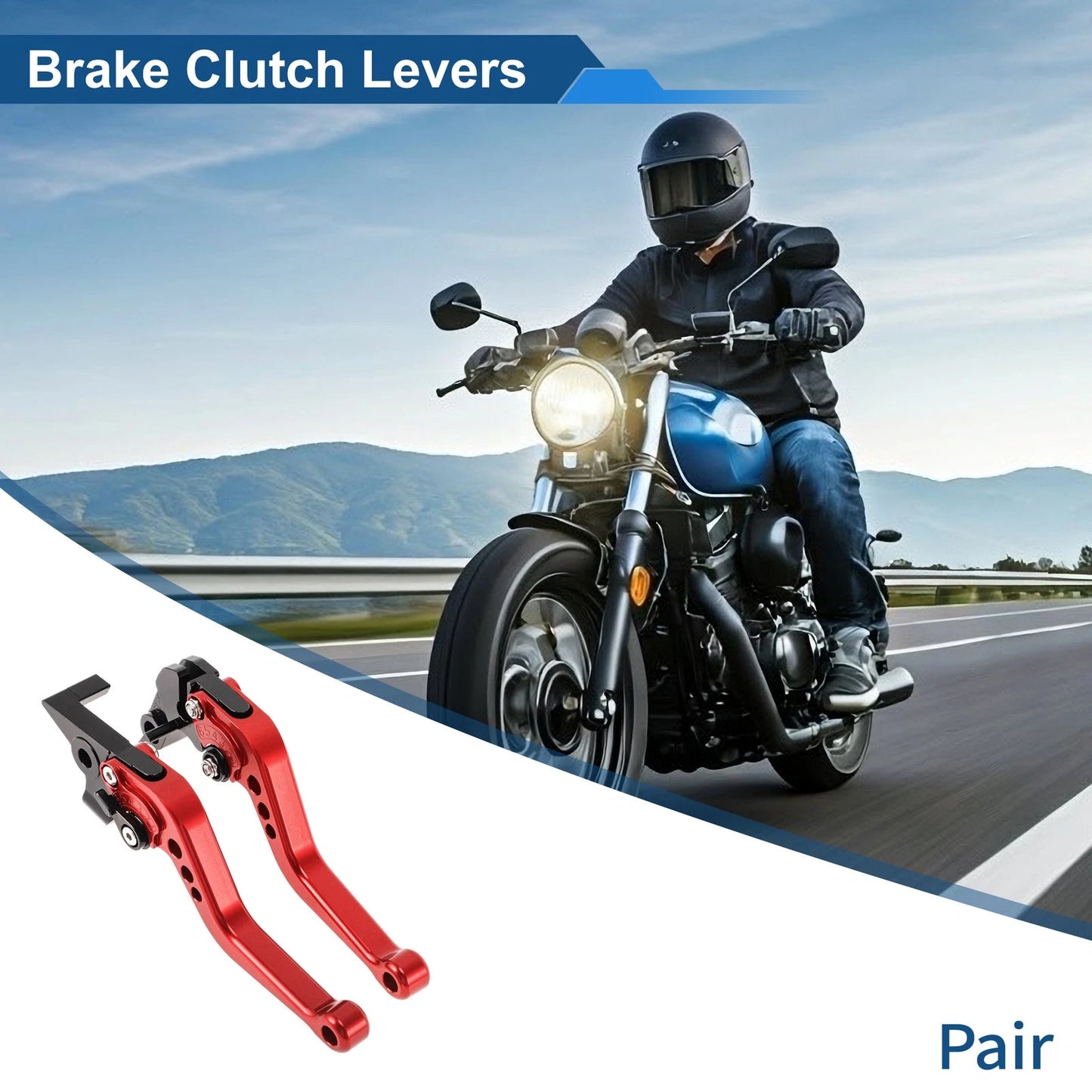 Set of 2 Adjustable Short Brake Clutch Levers for Yamaha FZ6R (2009–2017) Red