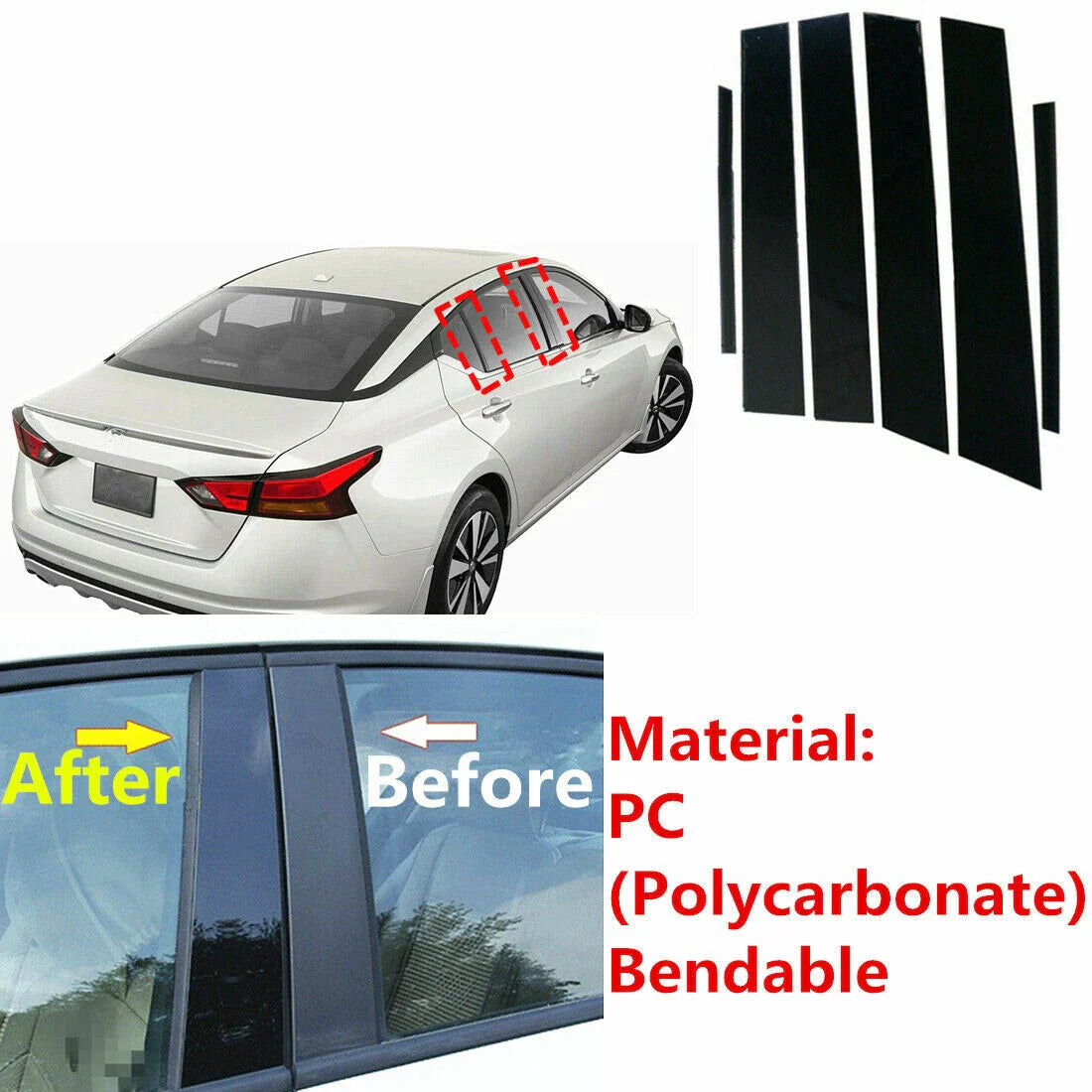 Pillar Posts Window Cover Trim / Gloss Black / Nissan Altima (2019–2021)