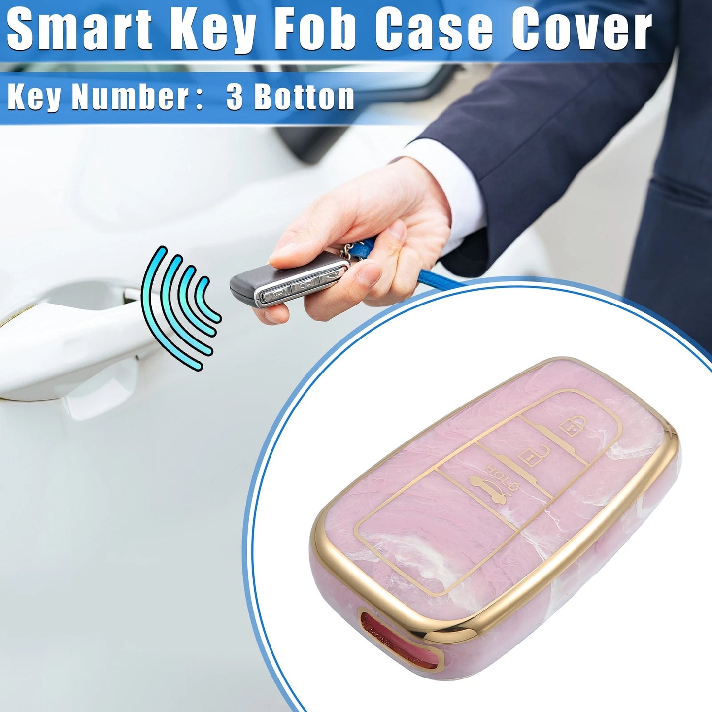 3X Smart Key Fob Cover Case for Toyota Prius (2006–2022) TPU Pink