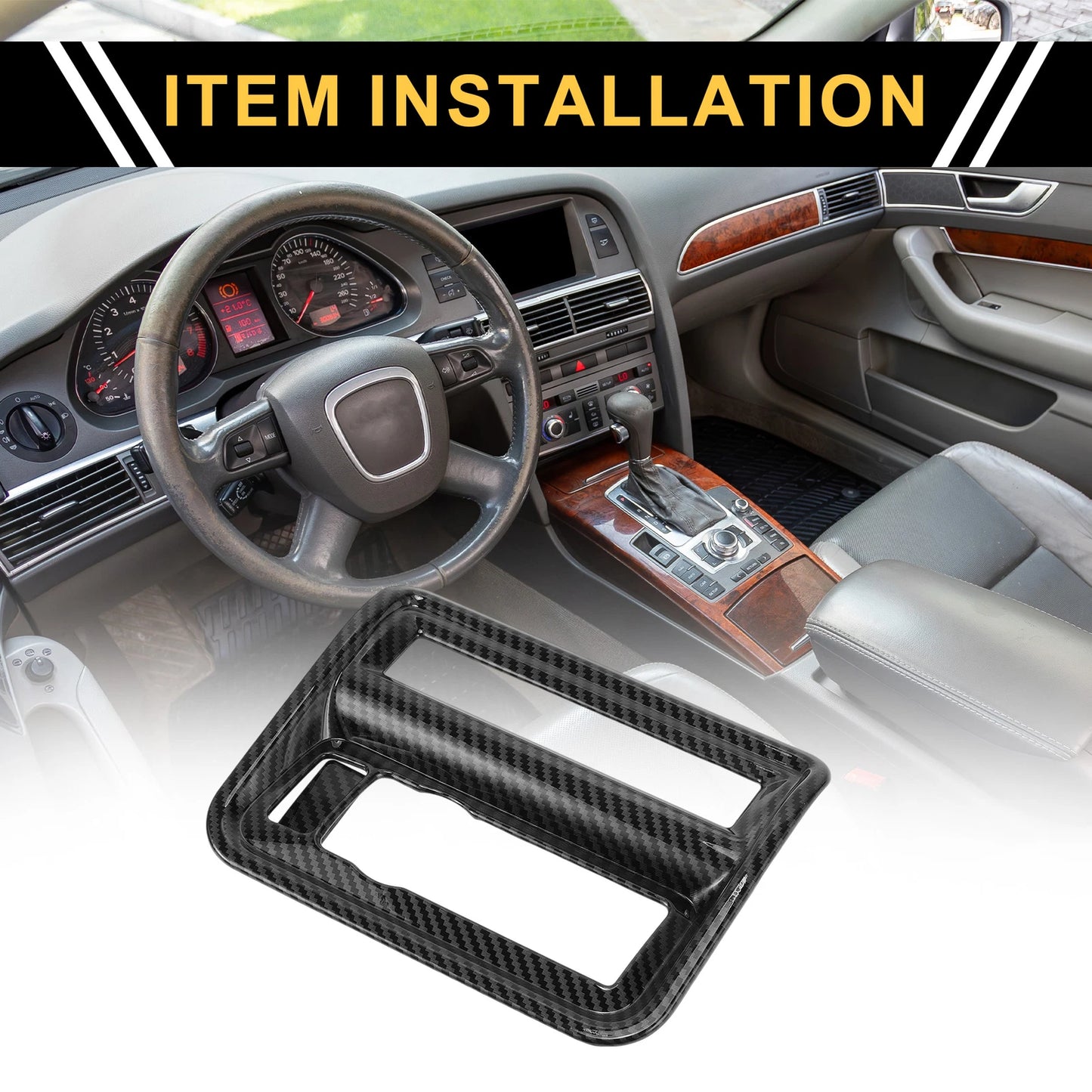 Carbon Fiber Pattern Central Control Panel Cover Trim for Ford F-150 (2021–2024)