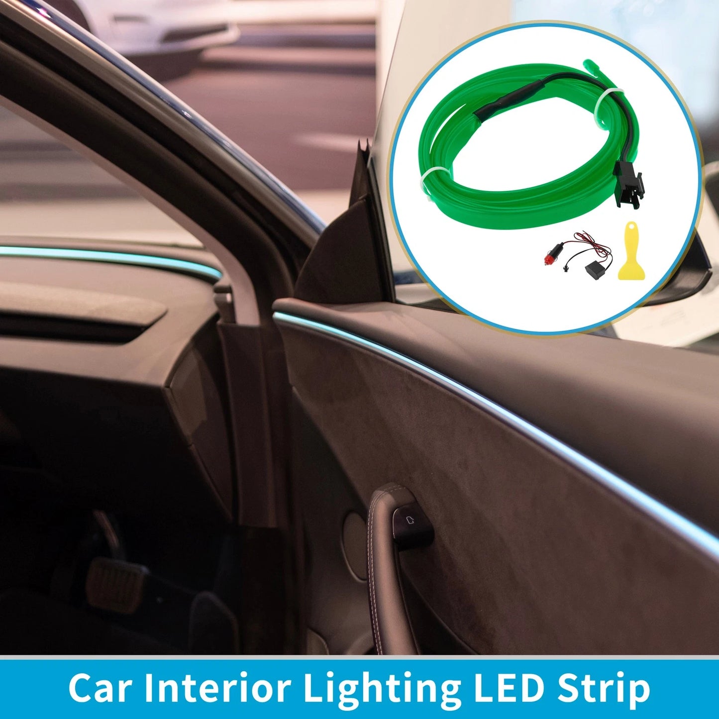 LED Strip Neon Wire Lighting for Universal Cars (12V) - Green