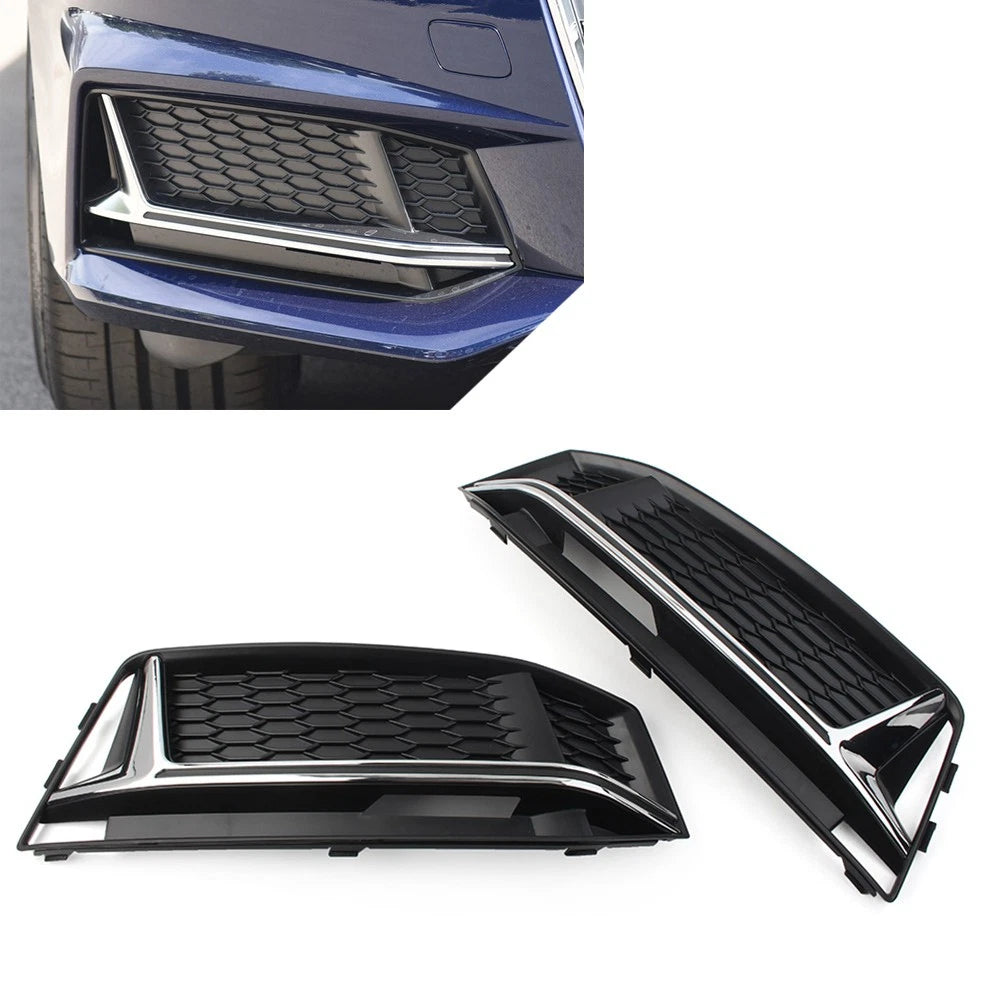 Front Bumper Honeycomb Mesh Fog Light Grille Cover for Audi A3 8P (2009–2013) Chrome