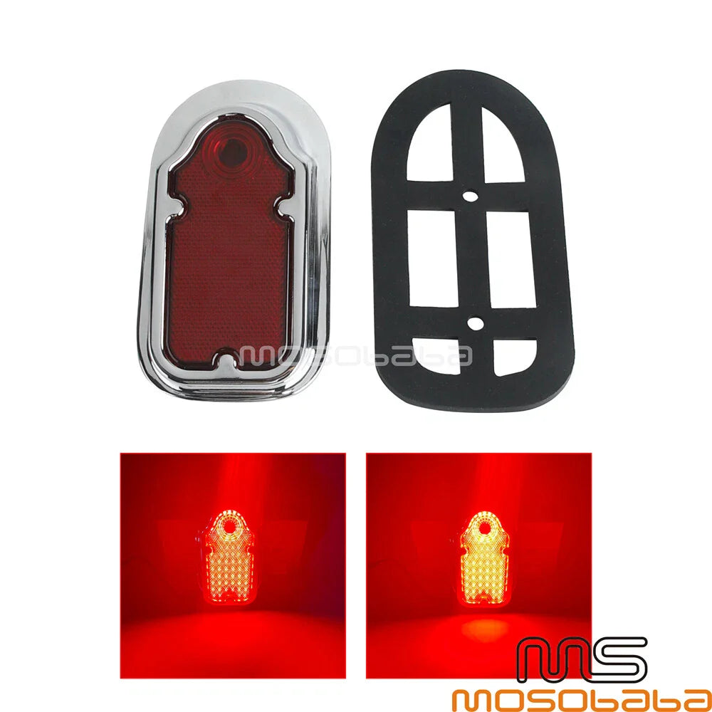 Metal Chrome Red Tombstone Brake Tail Light for Harley Fat Boy Softail