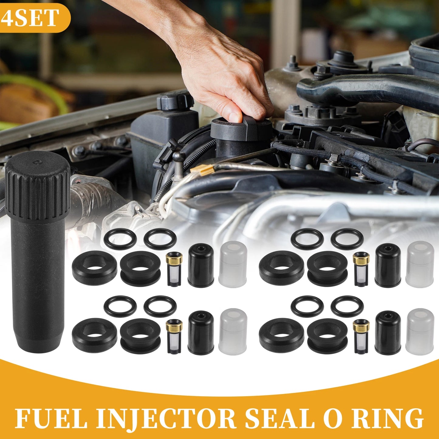 Set of 4 Fuel Injector Seal O Rings for Toyota 22RE (1985–1995) NBR Rubber