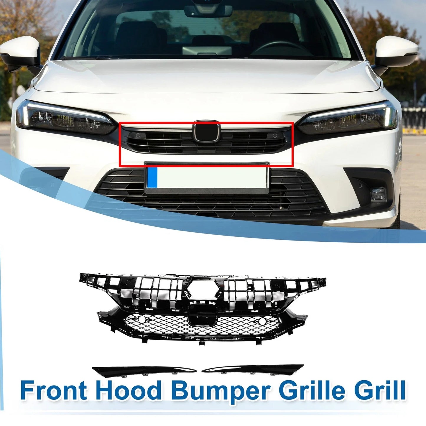 Front Hood Bumper Grille for Honda Civic Facelift (2016-2021)