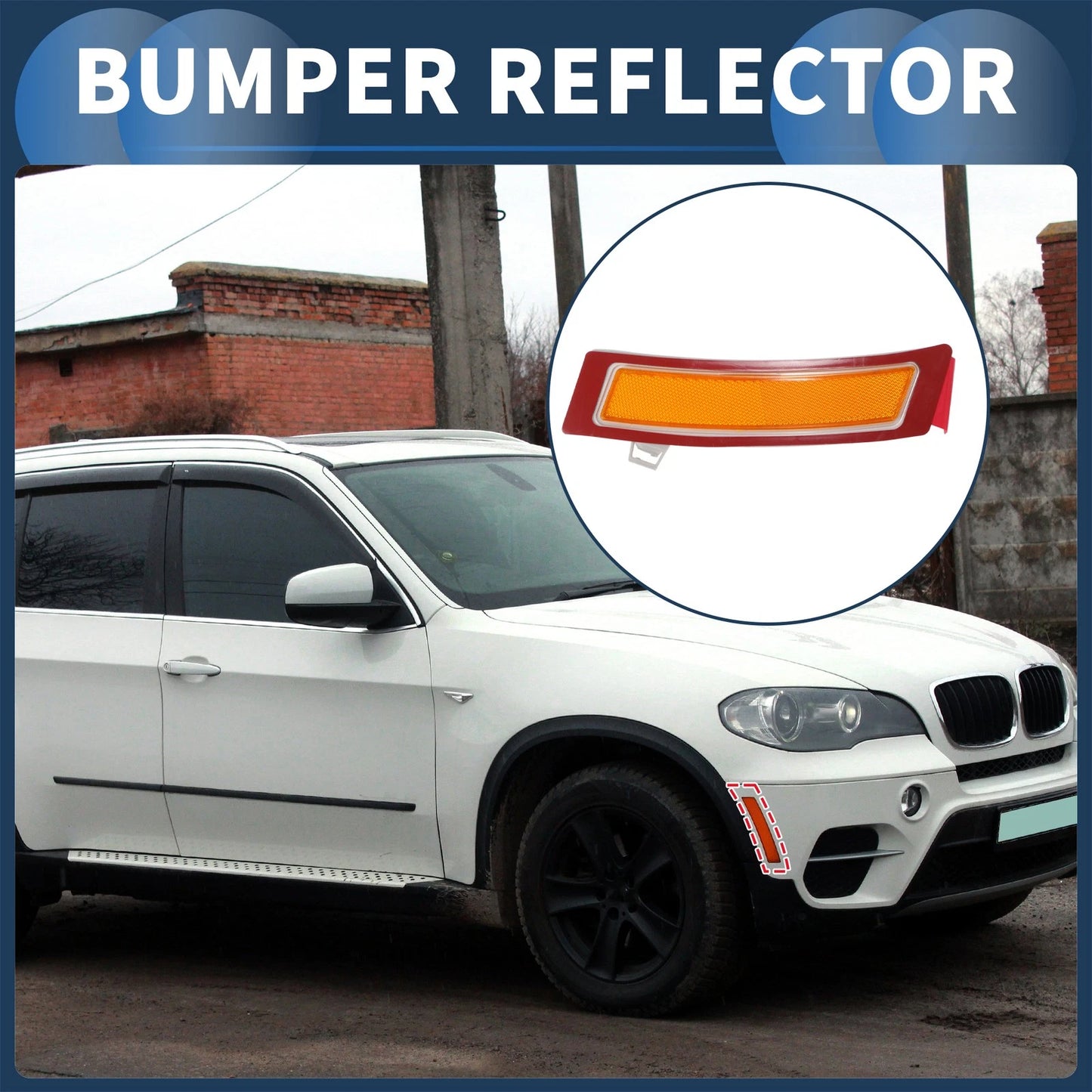 Bumper Reflector No.63147274434 for BMW X5 (2011–2013) 1Pc Red Yellow Right