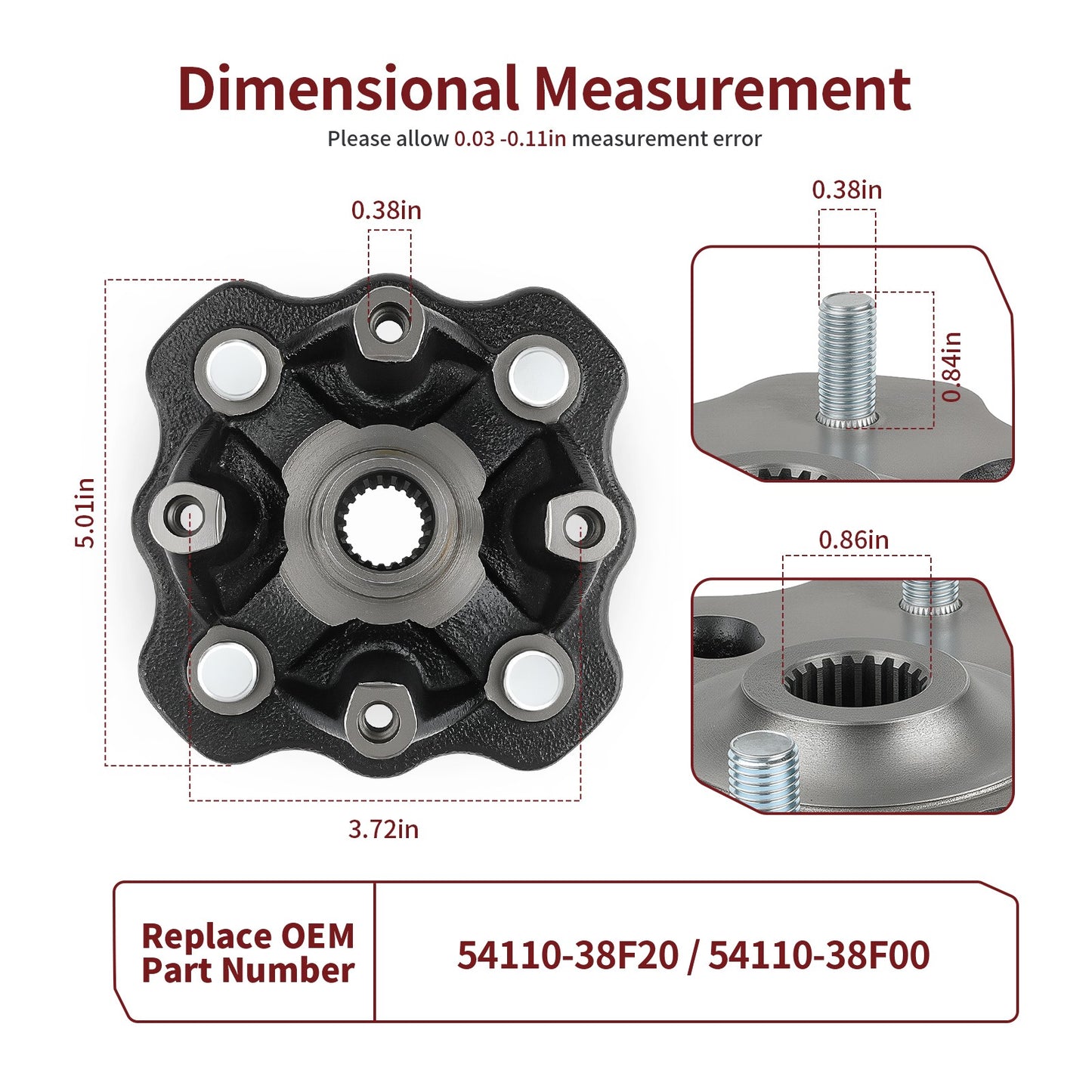 Front Wheel Hub for Suzuki Eiger 400 LTA400 LTF400 (2002–2007)