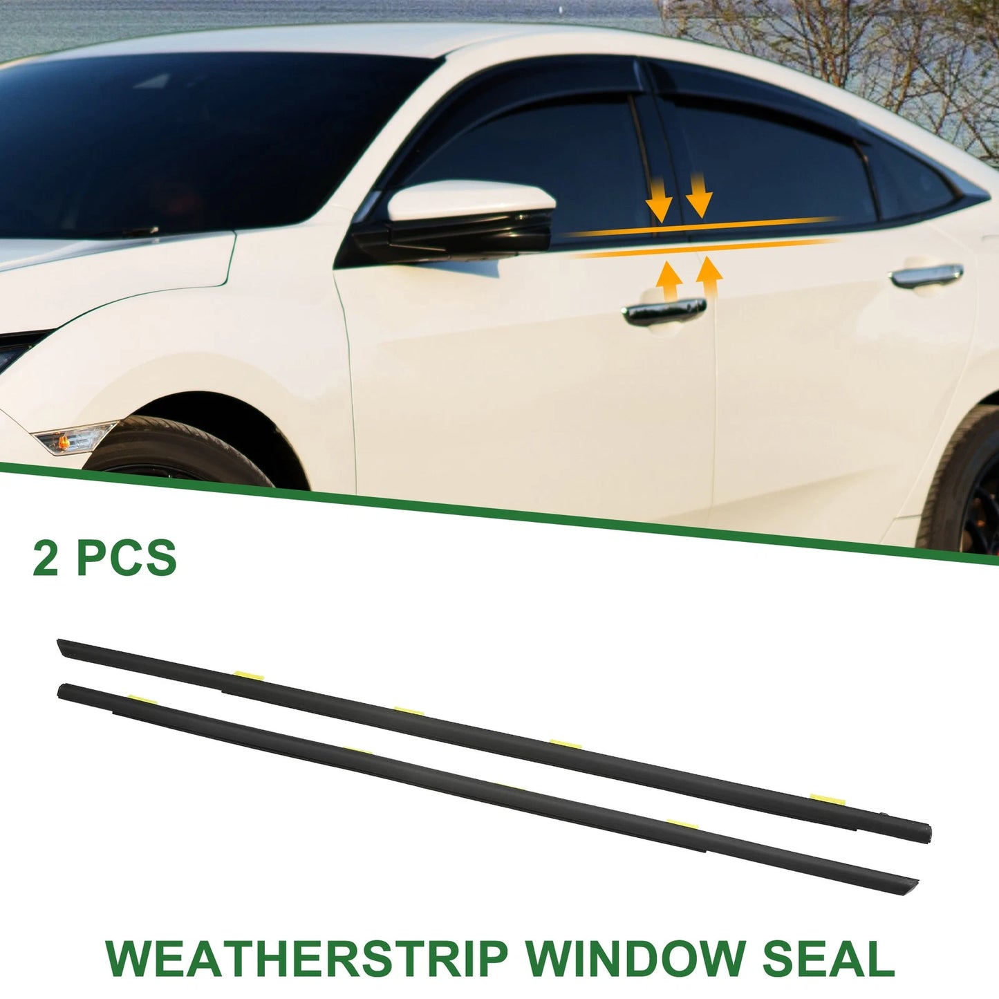 2pcs Rear Weatherstrip Window Seal No. 72450S5A003 for Honda Civic
