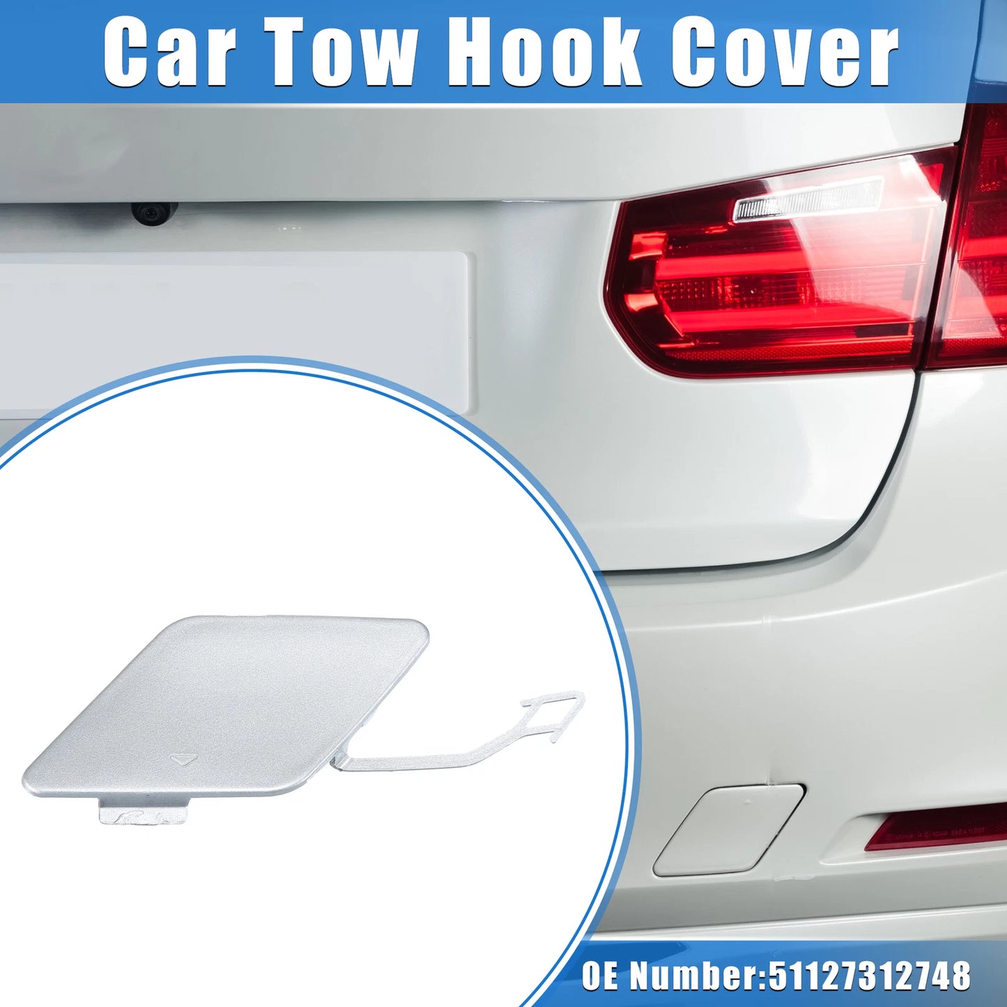Tow Hook Eye Hole Cover Cap for BMW 3 F30 (2012–2015) Silver Tone