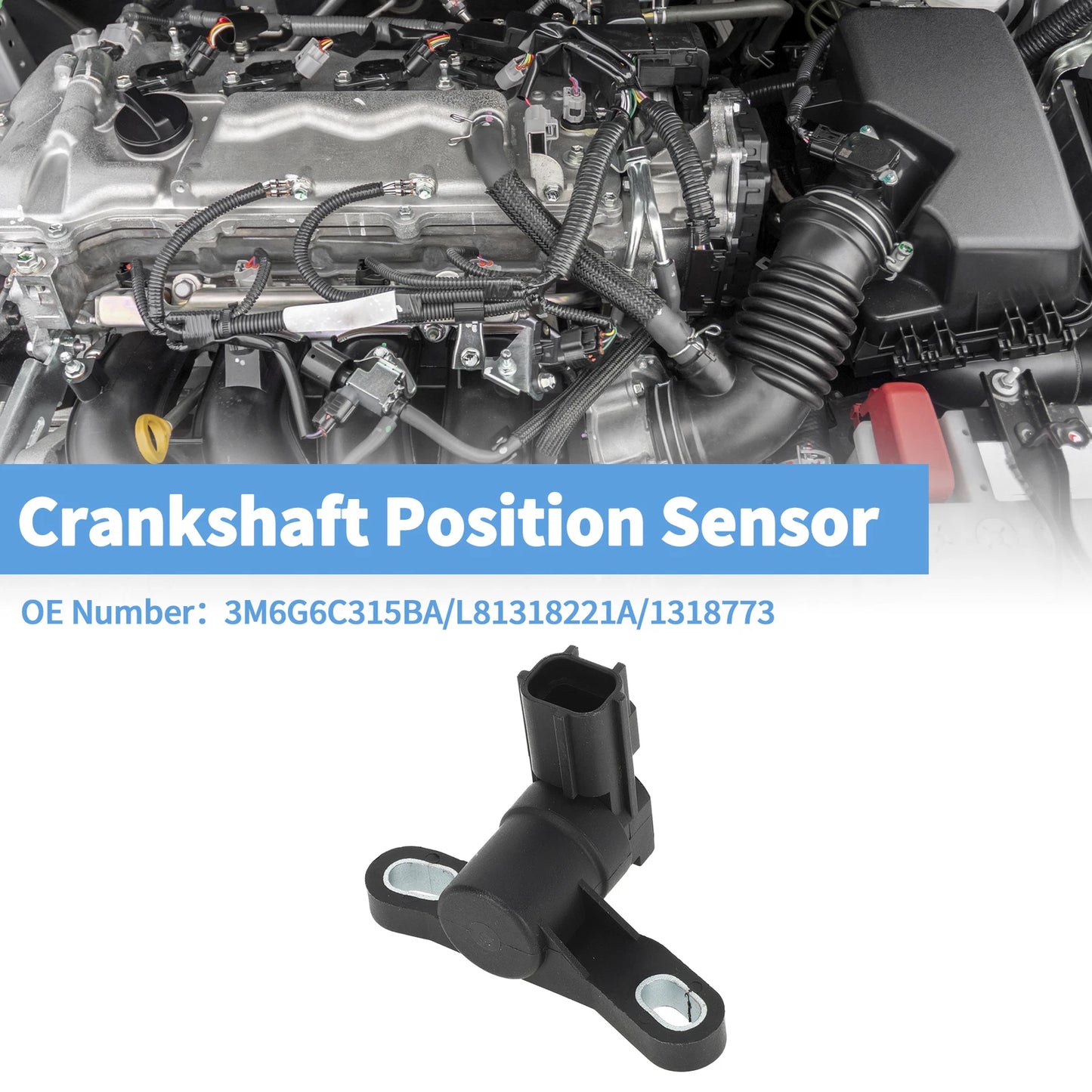 Crankshaft Position Sensor for Ford Galaxy 2.3 (2007–2015) 3M6G6C315BA Black