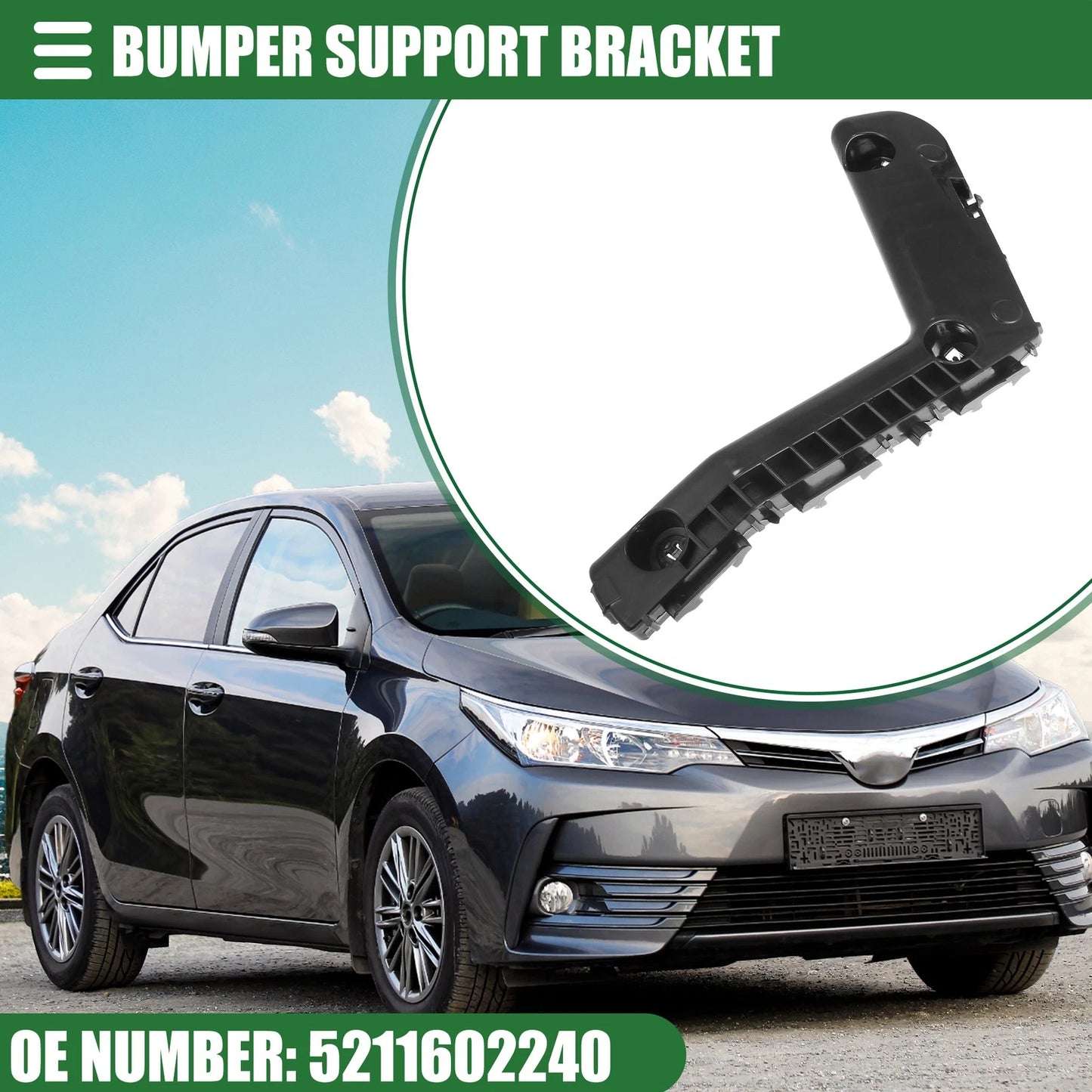Front Left Bumper Support Bracket for Toyota Corolla (2014–2016) No.5211602240