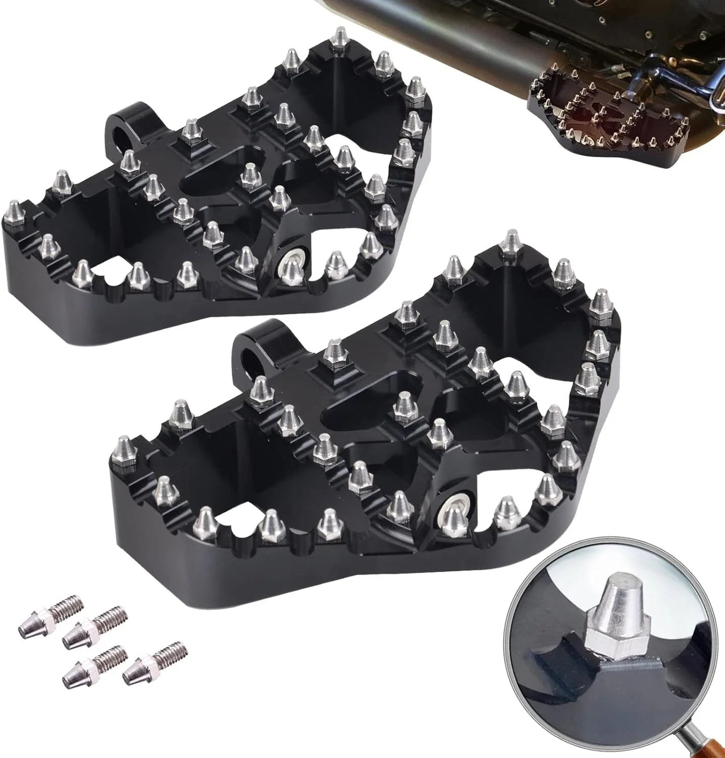 Wide Fat Foot Pegs MX Style for Harley Dyna, Touring, Sportster, Softail