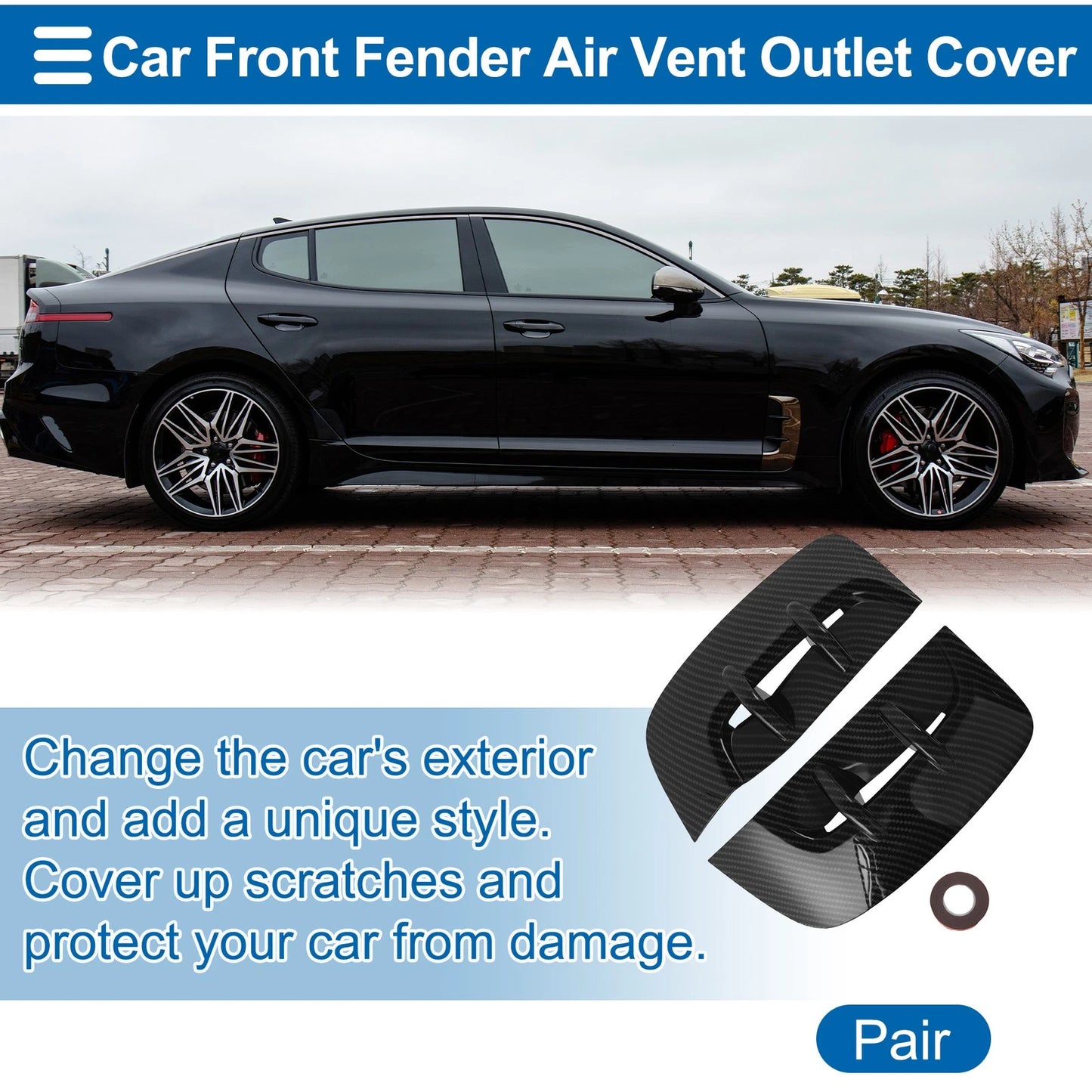Set of 2 Front Fender Air Outlet Vent Cover Trim for Kia Stinger (2018–2023)