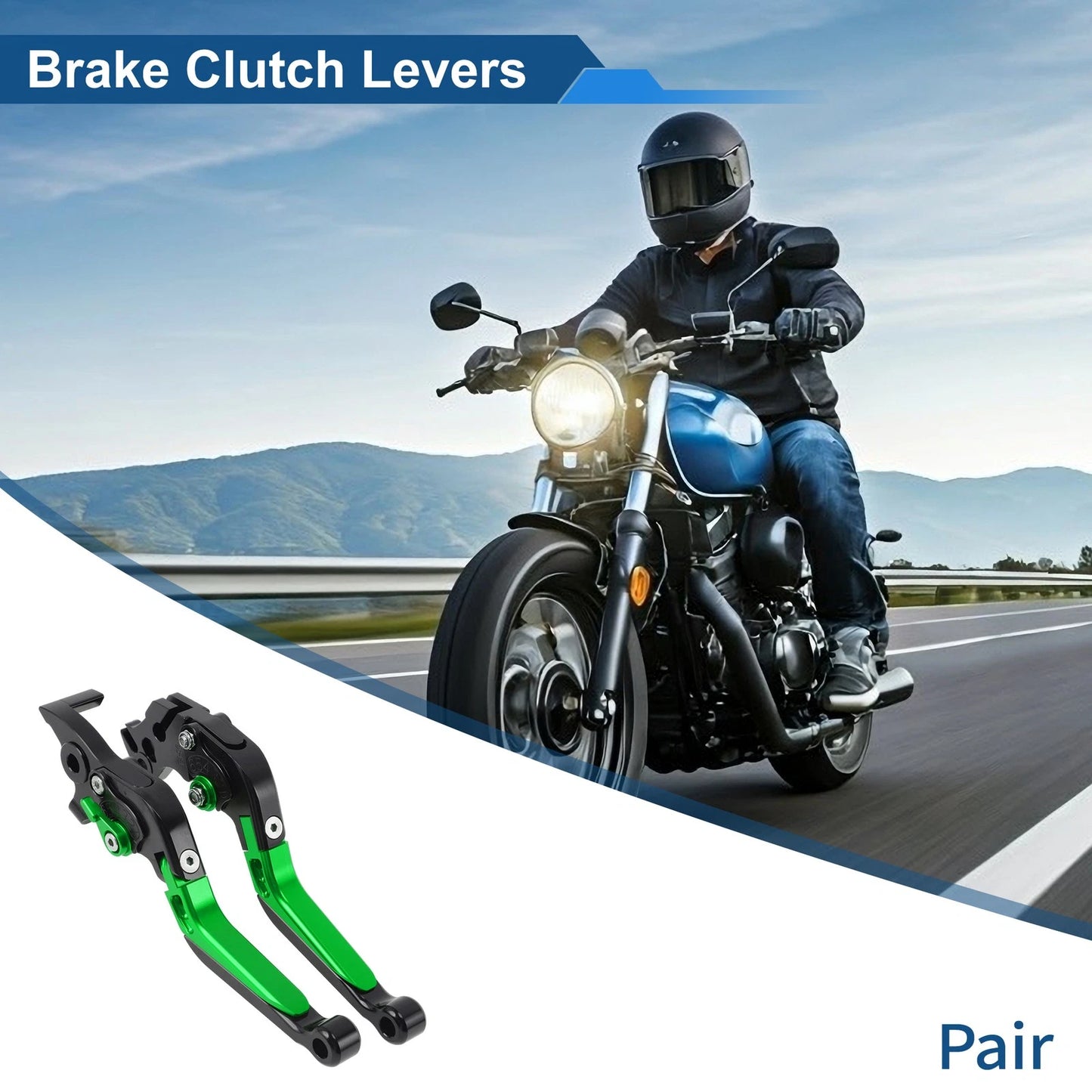 Brake Clutch Levers for KTM Duke 390 RC390 (2013–2023) Black Green Handle 1 Pair