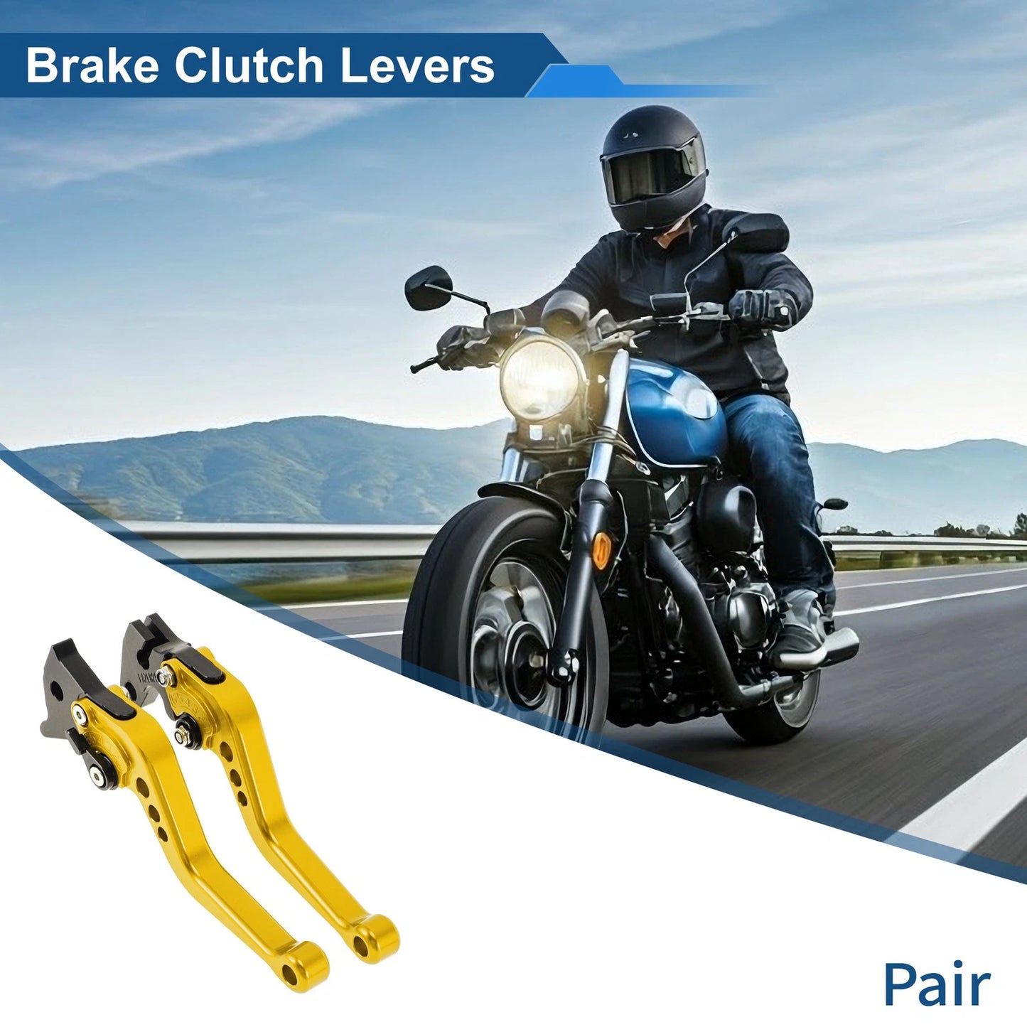 6-Speed Adjustable Brake Clutch Levers for Yamaha Raptor 660 (2001–2004) Gold Tone