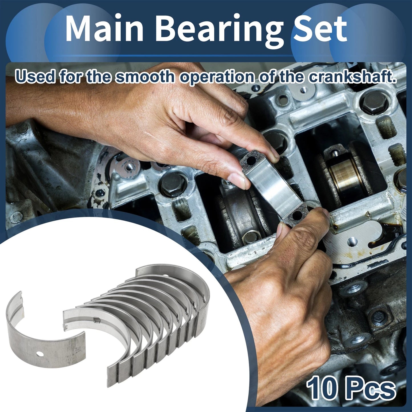 Main Bearing Set No.1170248010 for Toyota Toyoace (1971–1979) 10 Pcs