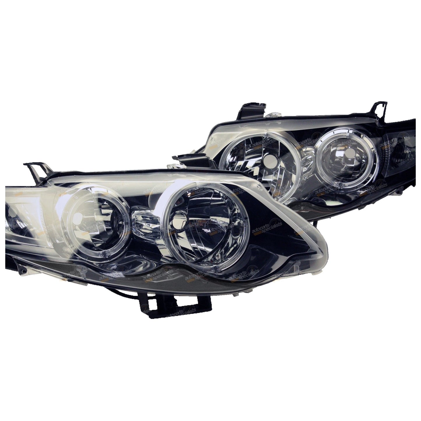 Set of 2 Black Angel Eyes Headlights for Ford FG Falcon XR6 XR8 (2008)