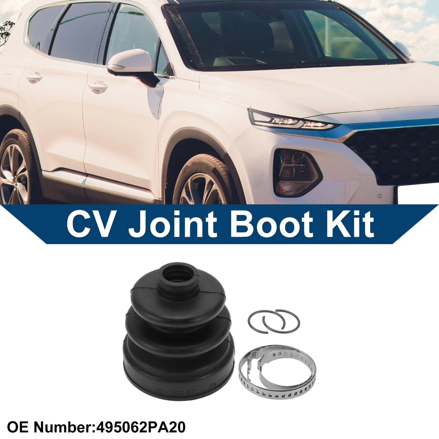 Inner CV Joint Boot Kit w/ Clamps for Hyundai Santa Fe (2006–2012)