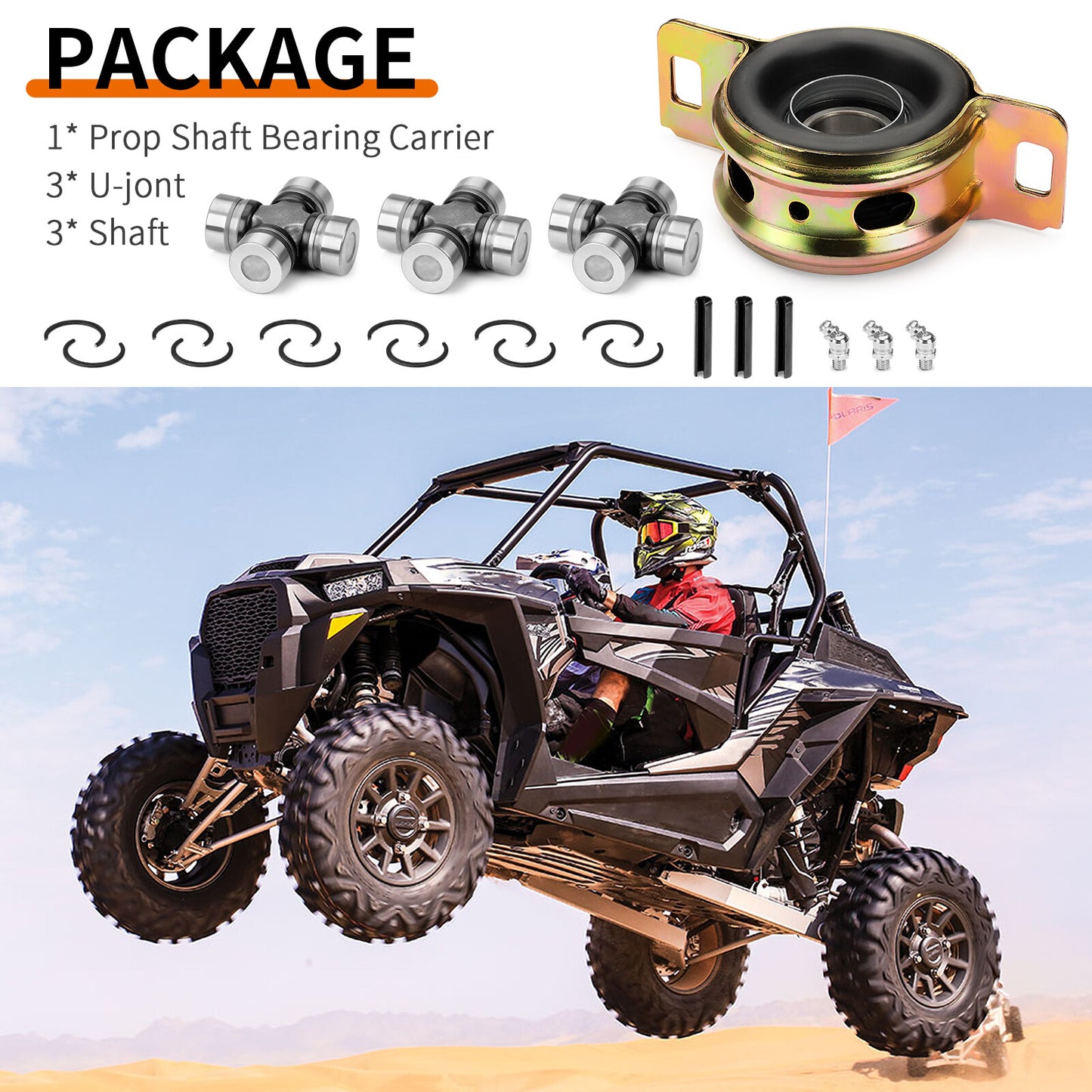 Propeller Shaft Bearing Carrier & U-joint for Polaris RZR XP 900 1000 (2011–2020)
