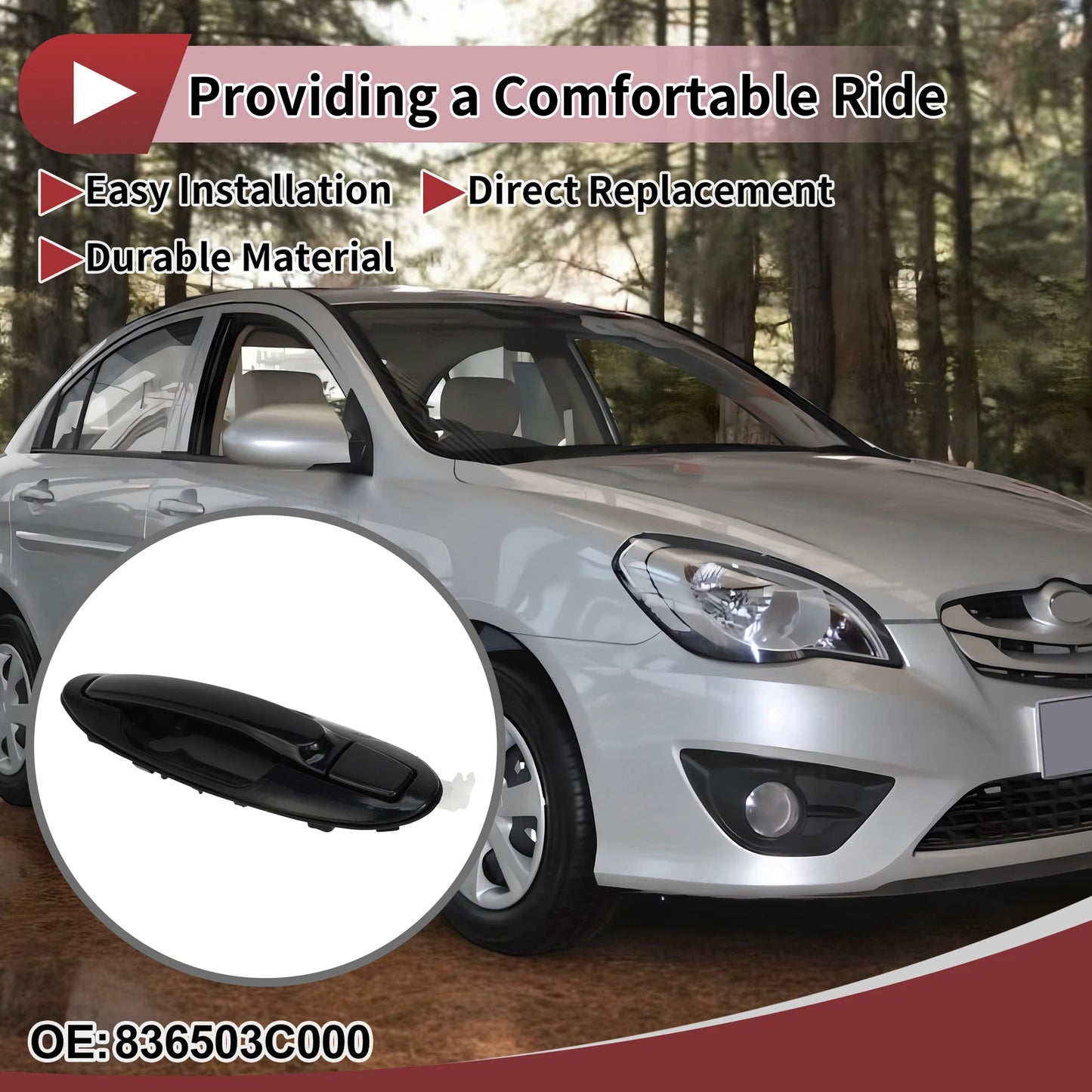Car Exterior Door Handle for Hyundai Sonata (2011–2014) No. 836503C000 Black ABS