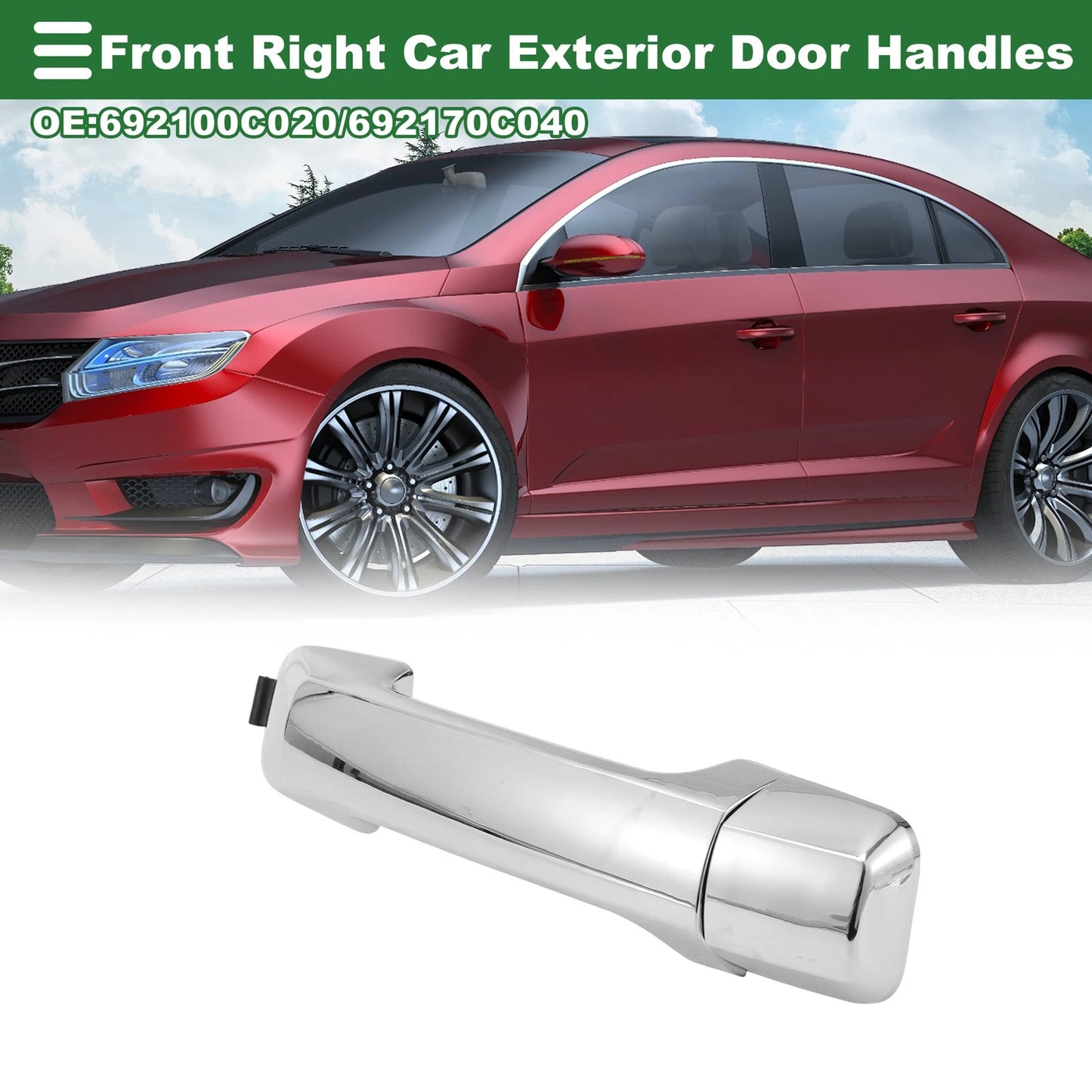 Front Right Door Handle No. 692100C020 for Toyota Tundra (2000–2023) Silver Tone