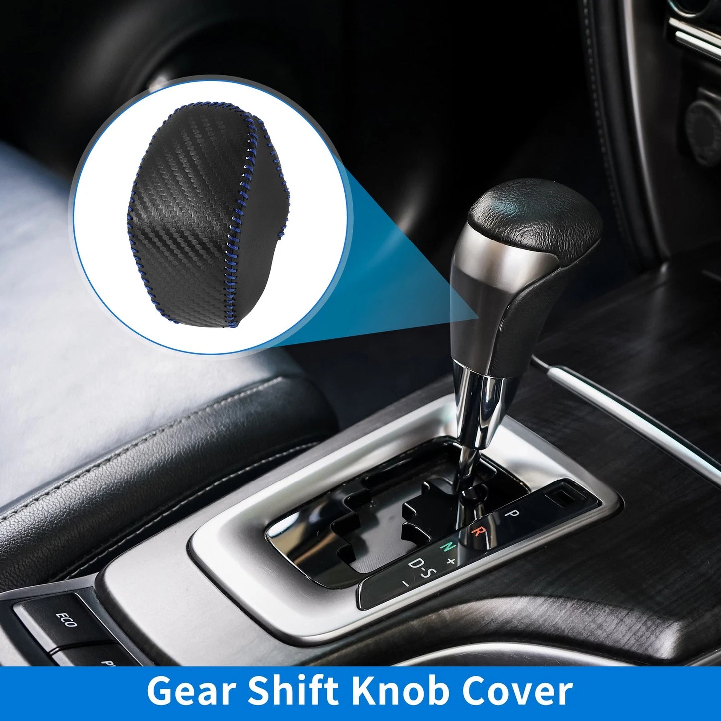 Gear Shift Knob Cover for Toyota RAV4 (2019–2024) Carbon Fiber Black Blue