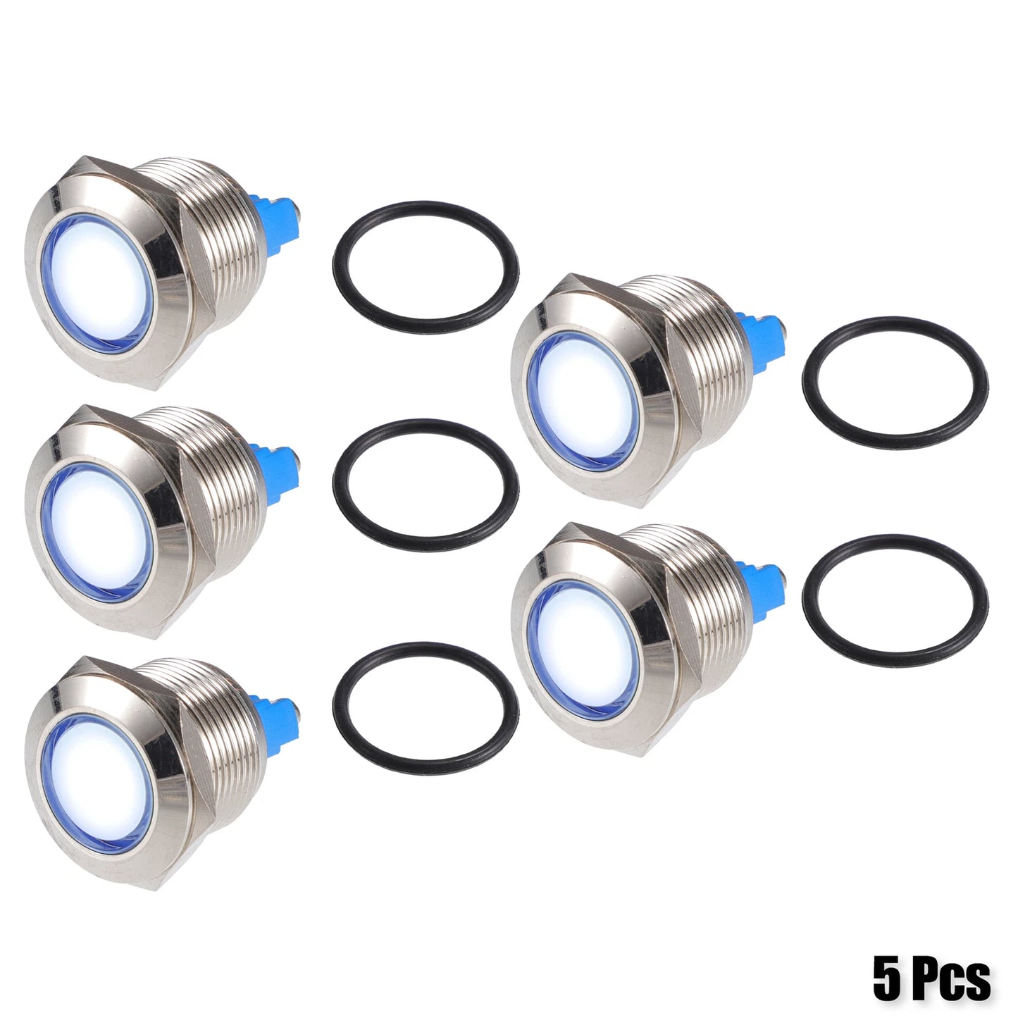 5Pcs 19mm LED Waterproof Pilot Indicator Light for Universal Applications