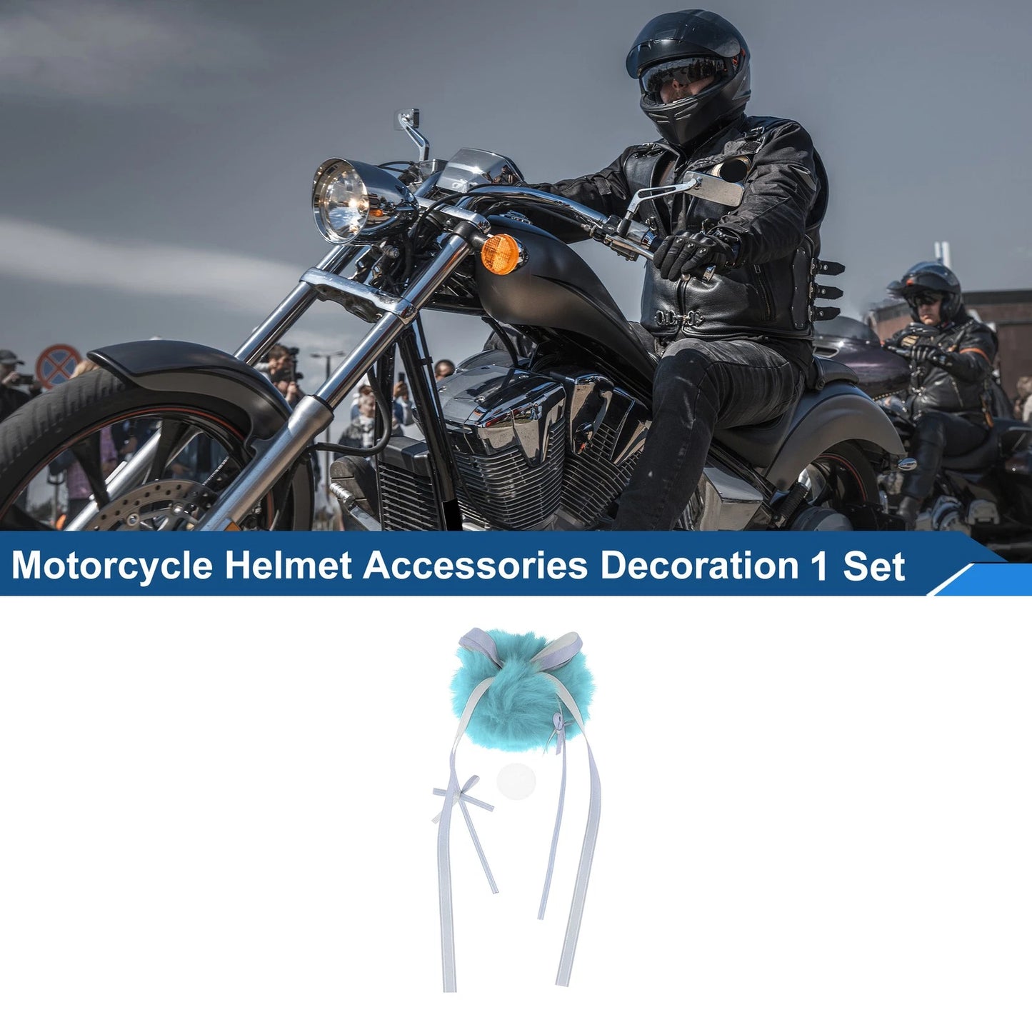 Streamer Tail for Motorcycle Bicycle Helmets (Light Blue, Set of 1)