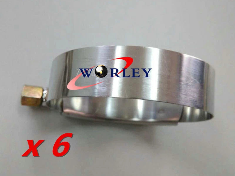 Set of 6 Stainless Steel T-Bolt Clamps for 4 Inch Silicone Hose