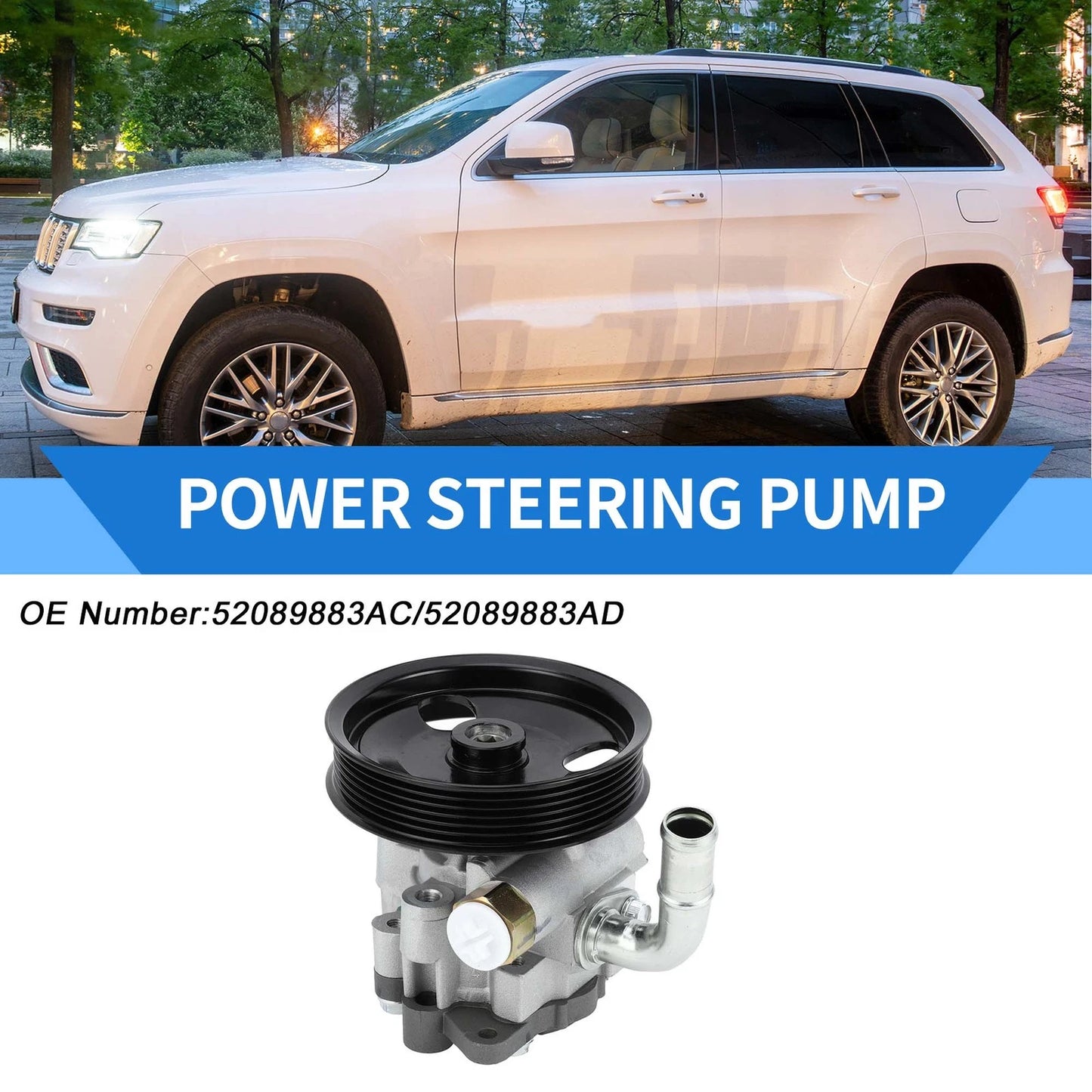 Power Steering Pump with Pulley for Jeep Grand Cherokee (2011–2020) No.52089883AC
