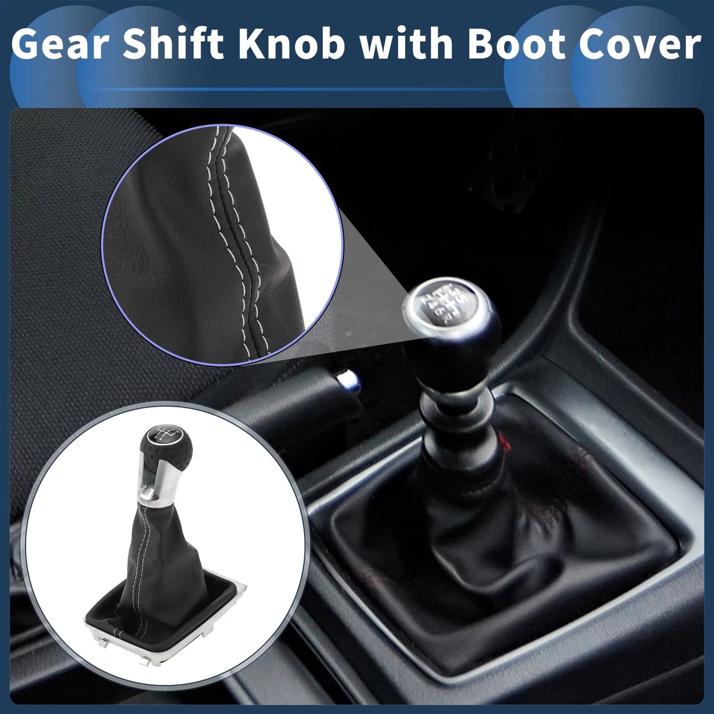 5 Speed Gear Shift Knob with Cover for VW Golf MK7 GTI GTD (2013–2018)