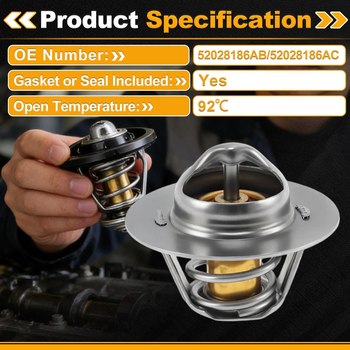 Engine Coolant Thermostat 52028186AB for Jeep Cherokee 4.0L (1984–2001)
